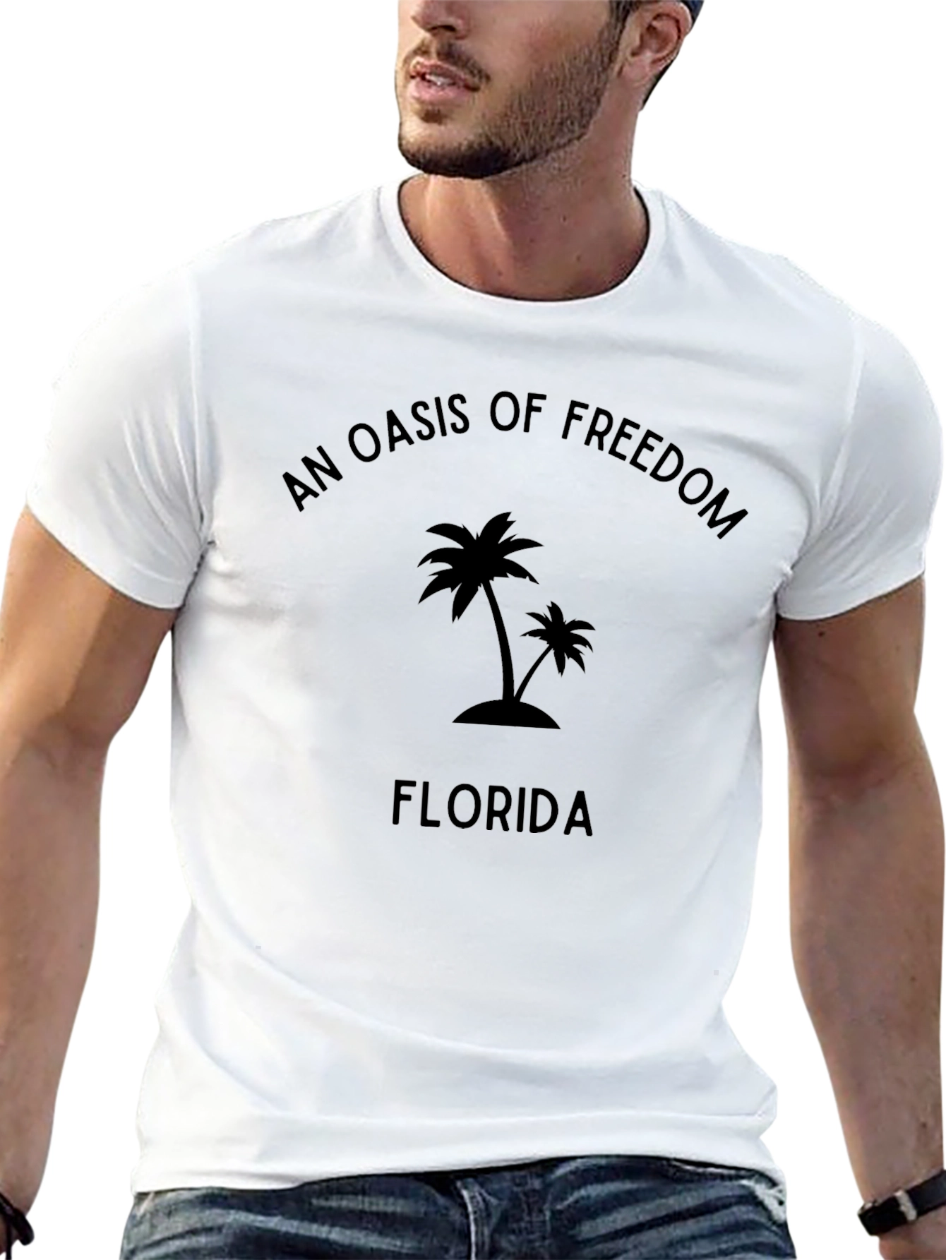 Oasis of Freedom Florida Palm Tree Graphic T-Shirt