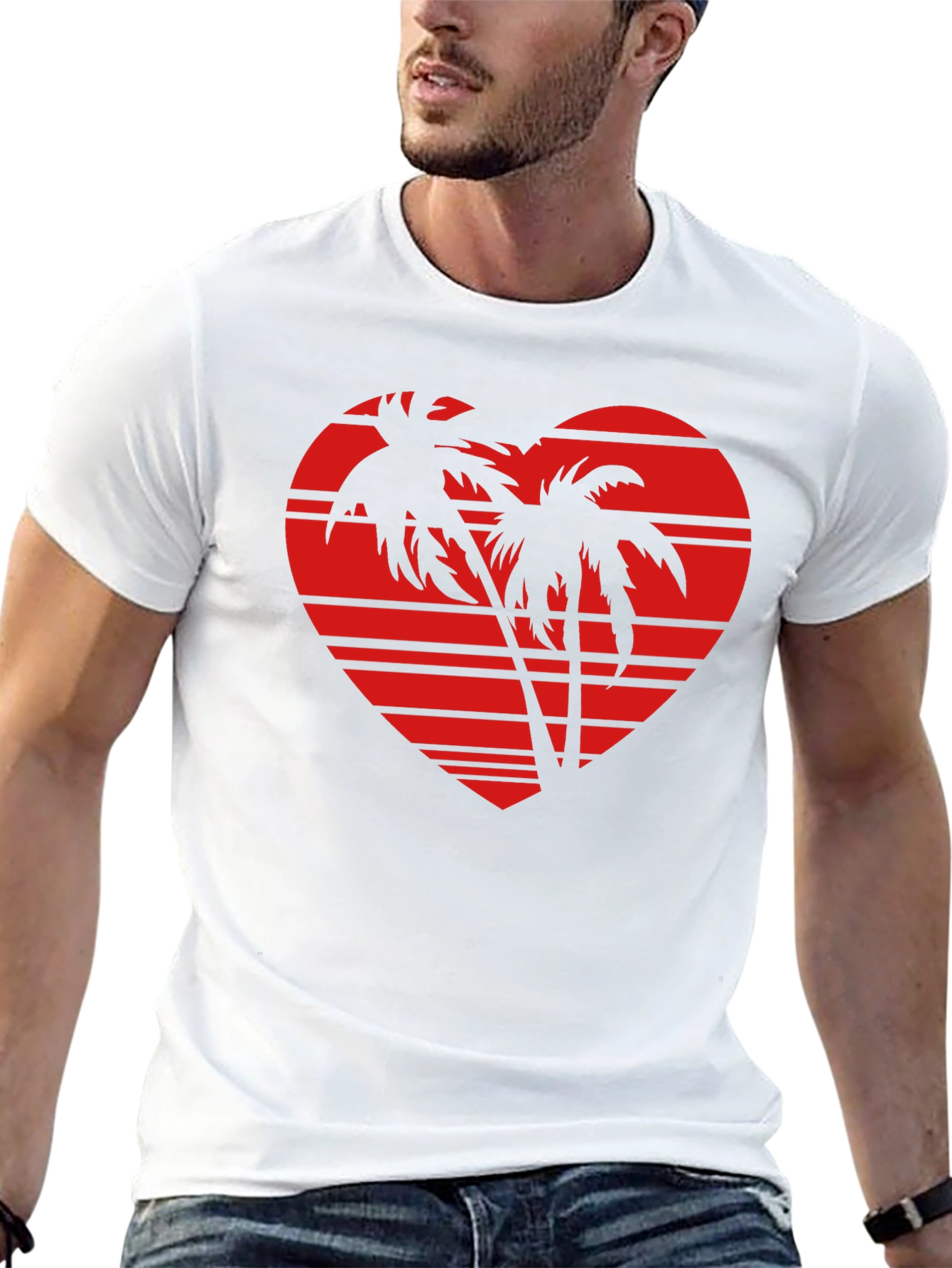 Tropical Heart Palm Tree Graphic Tee