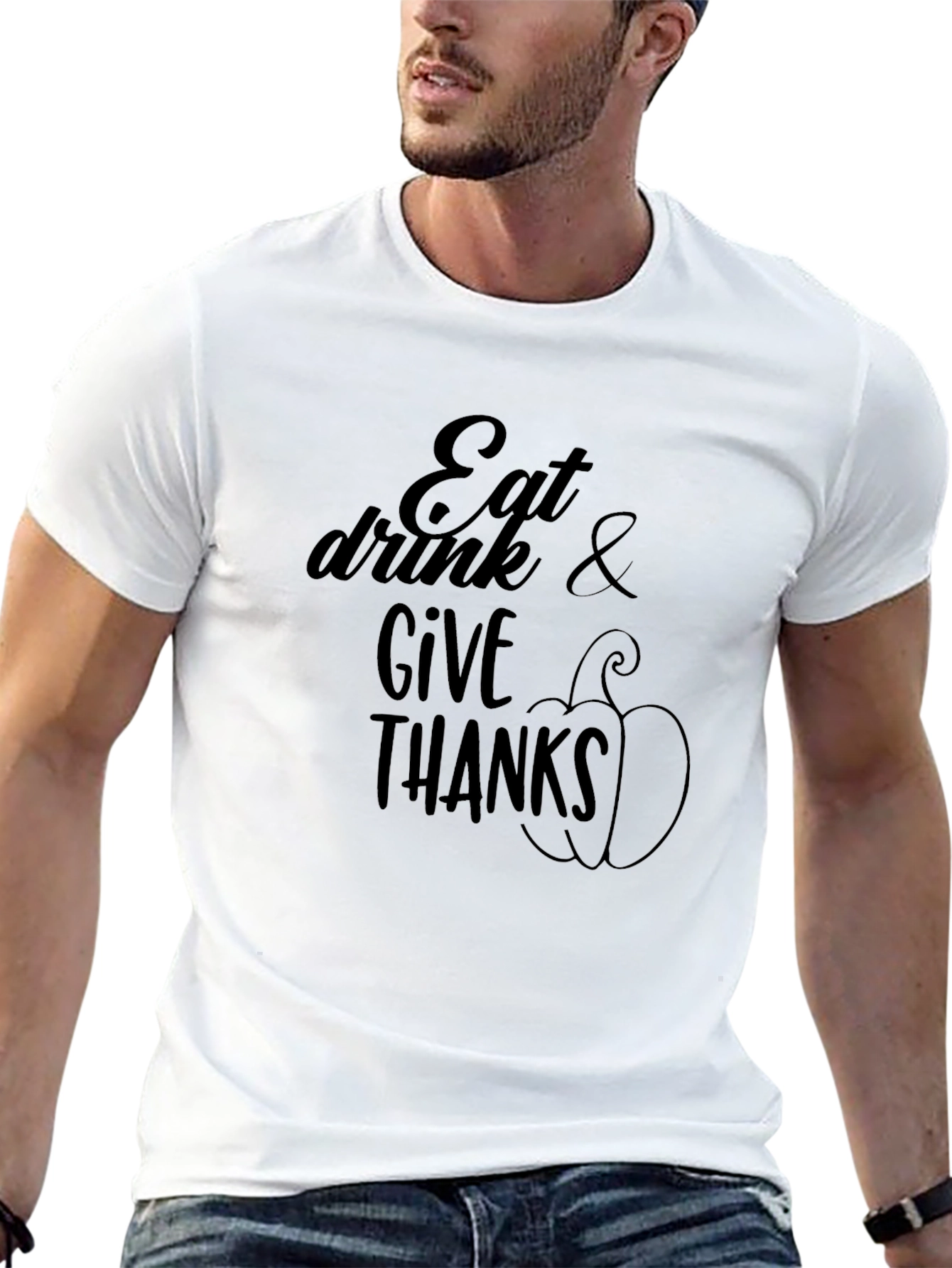 Eat Drink & Give Thanks T-Shirt - Thanksgiving Tee