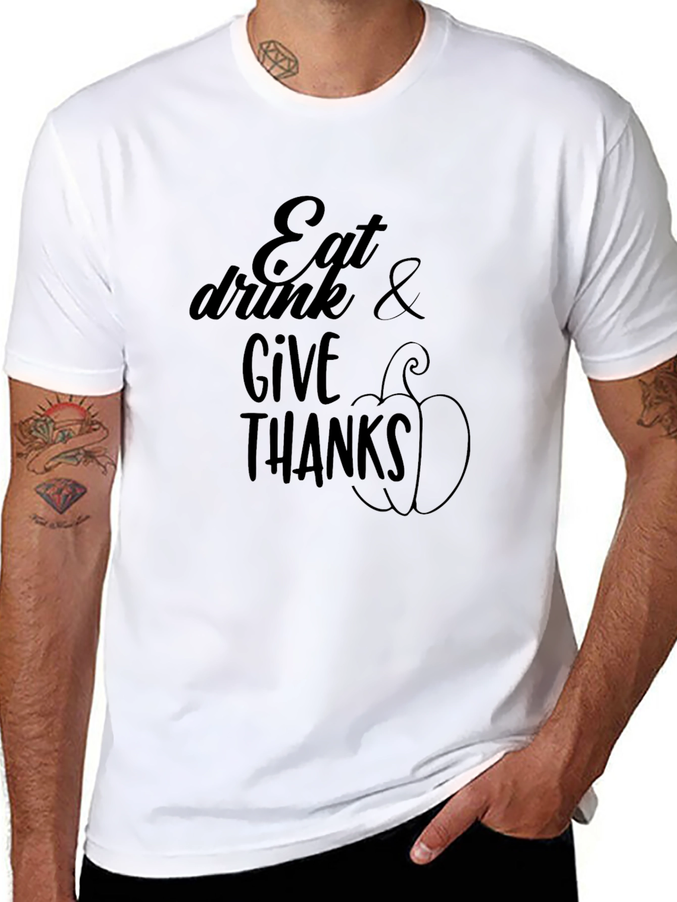 Eat Drink & Give Thanks T-Shirt - Thanksgiving Tee