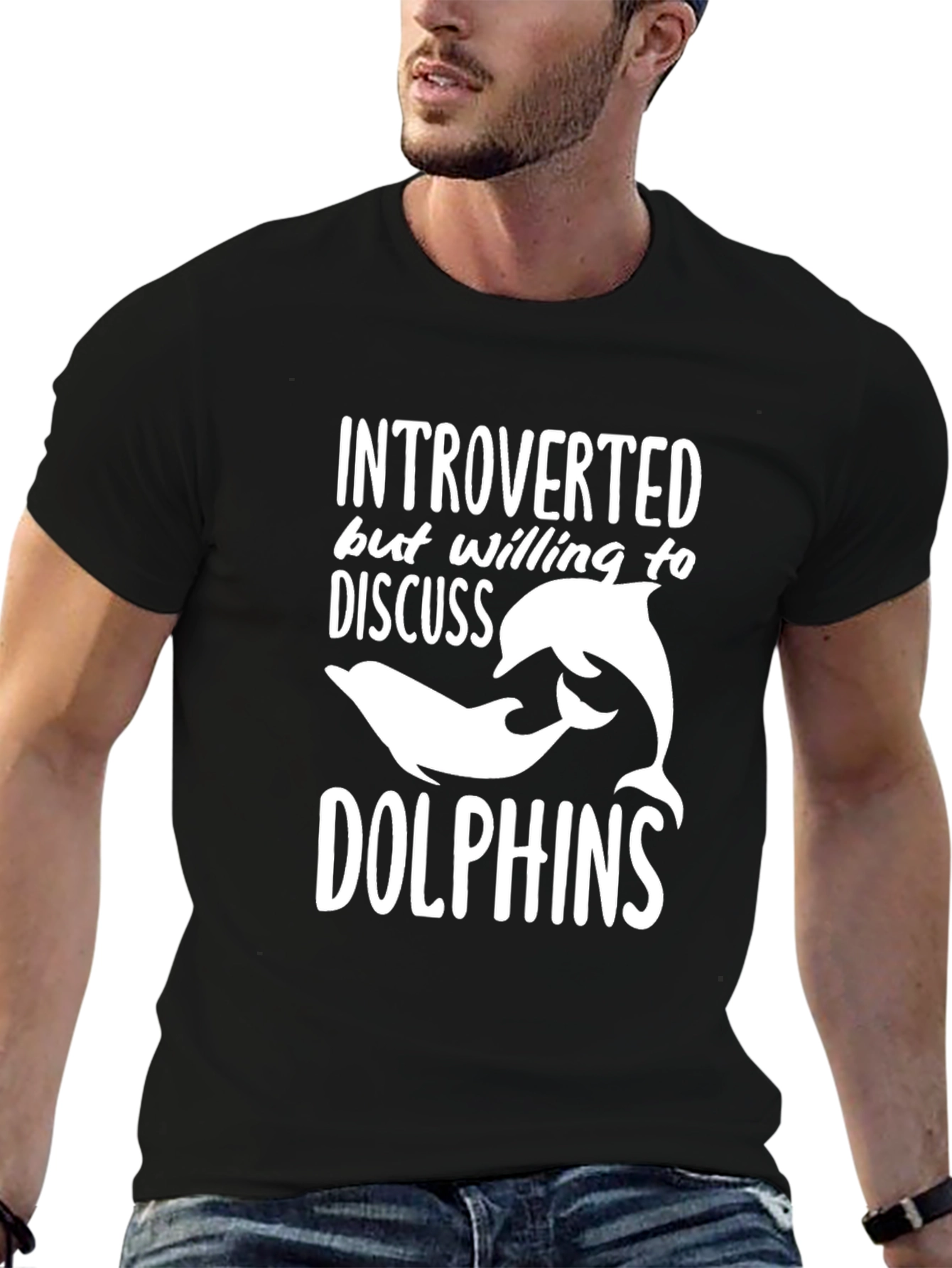 Introverted Dolphin Graphic T-Shirt