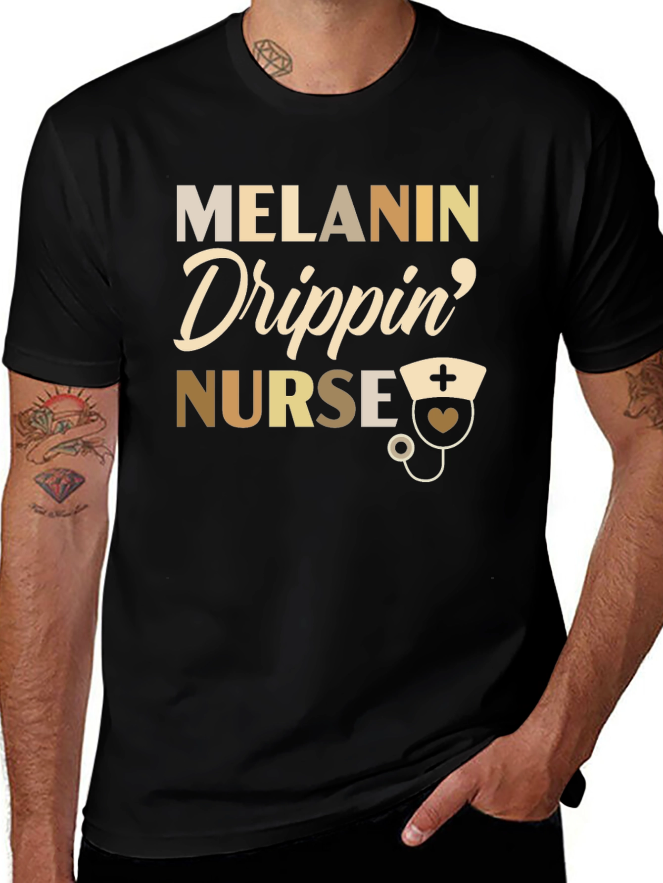 Melanin Drippin Nurse Graphic T-Shirt