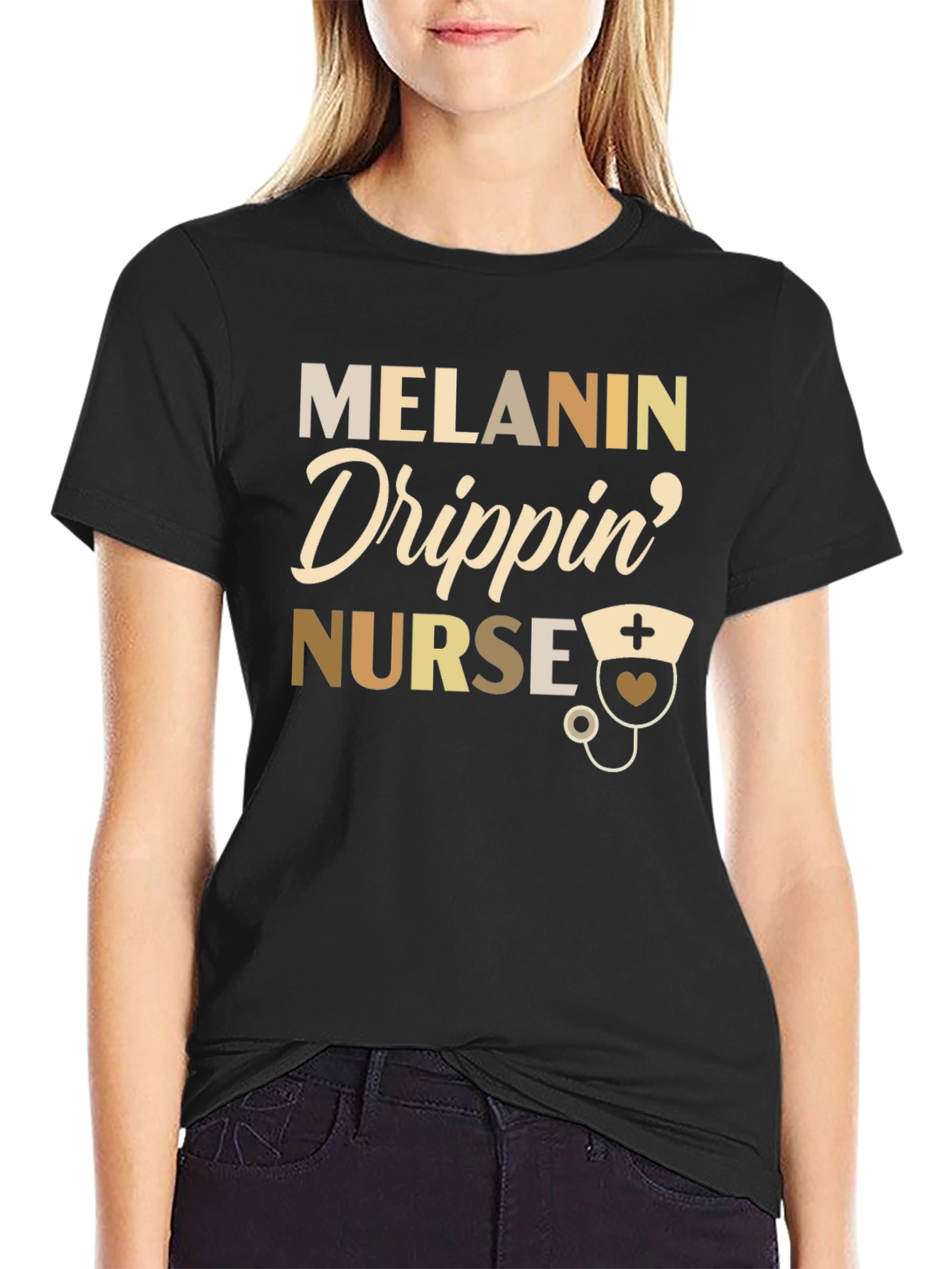 Melanin Drippin Nurse Graphic T-Shirt