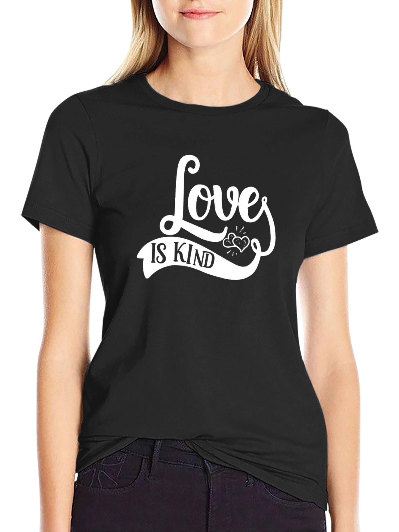 Love Is Kind Graphic Tee - Black Cotton T-Shirt