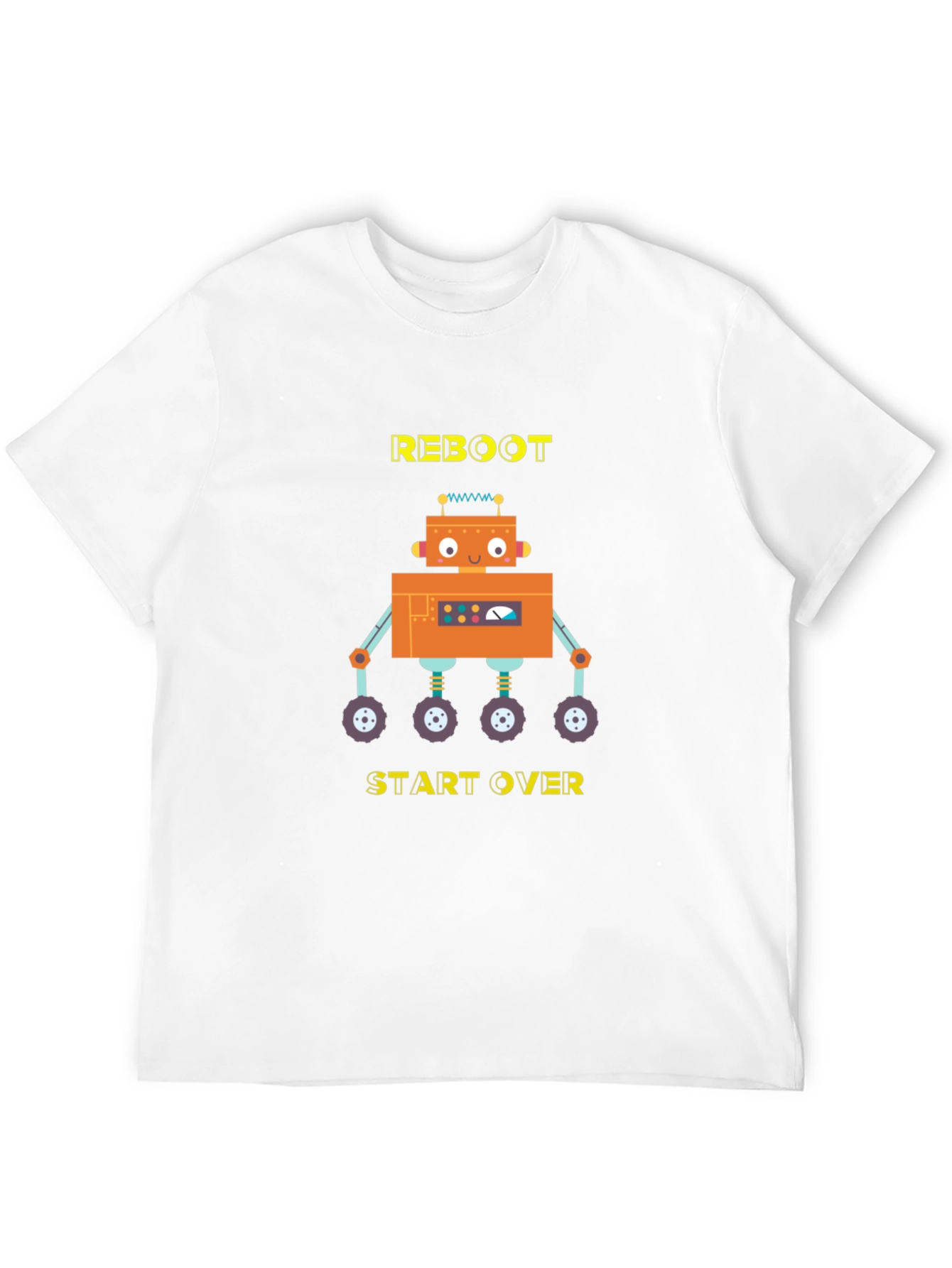 Reboot Start Over Robot Graphic T-Shirt