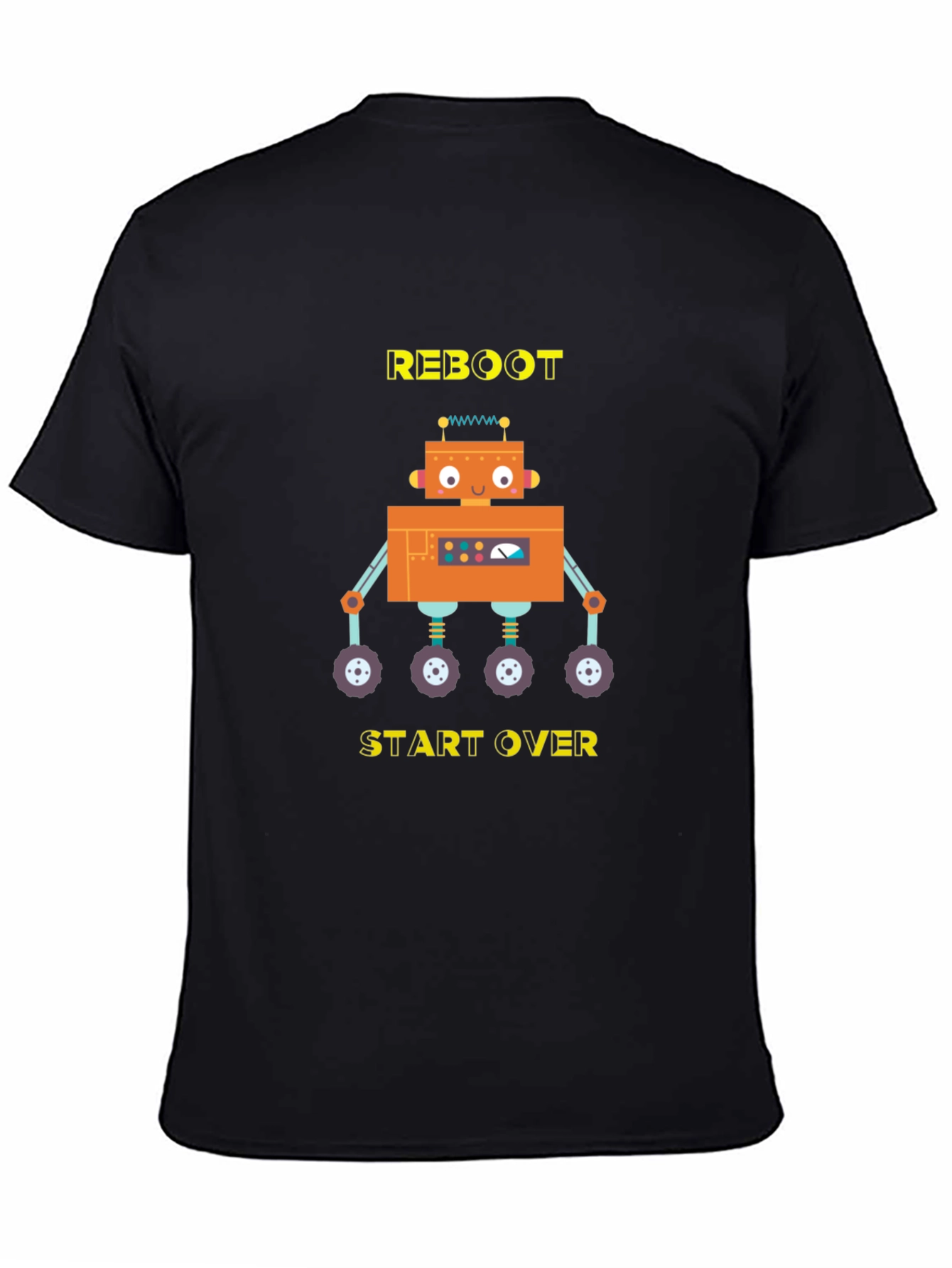 Reboot Start Over Robot Graphic T-Shirt