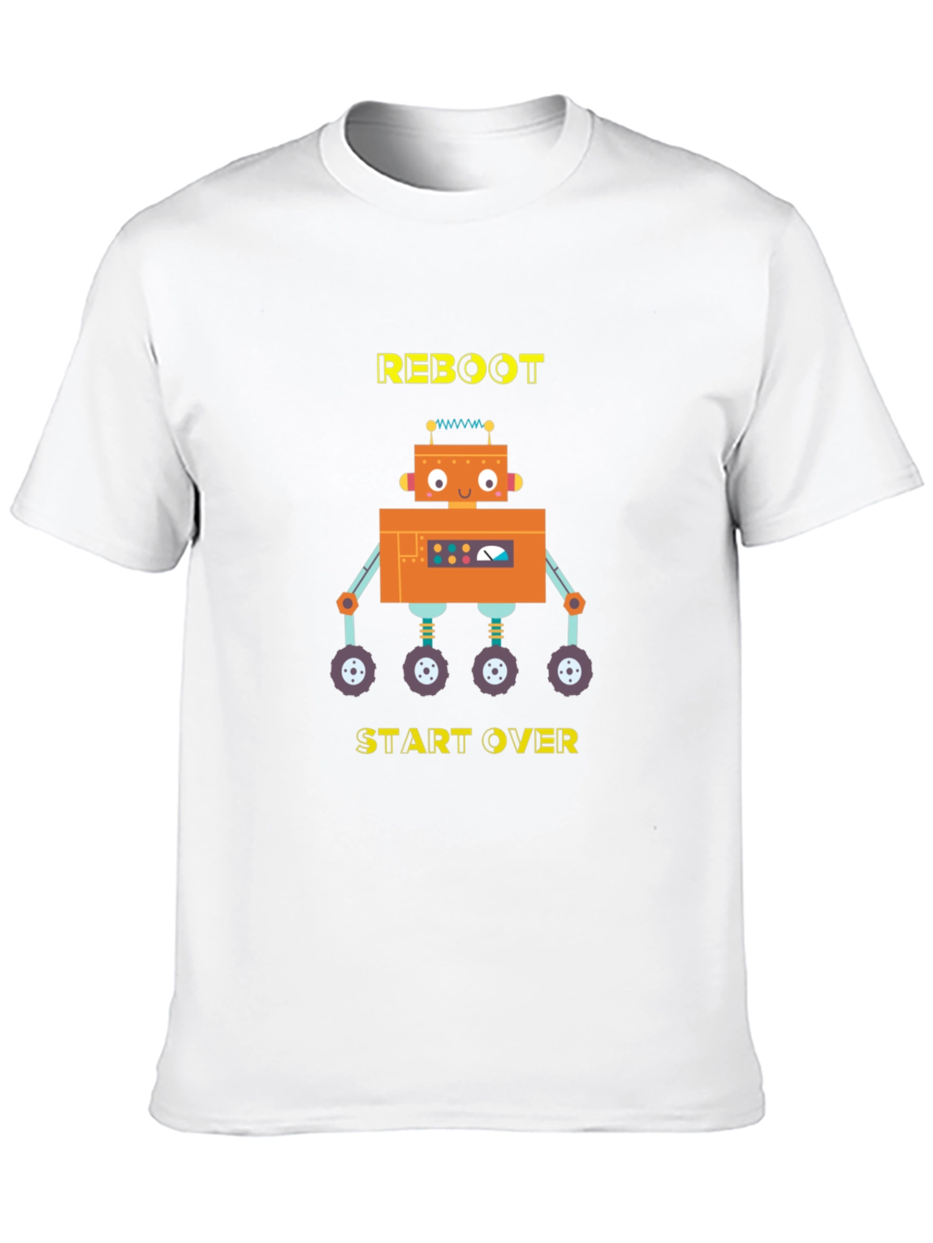 Reboot Start Over Robot Graphic T-Shirt