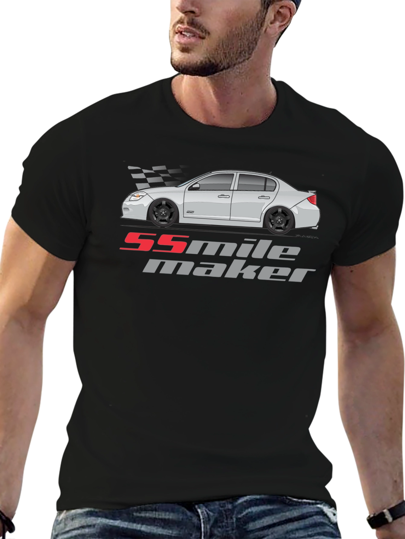 55 Mile Maker Car Graphic Black T-Shirt