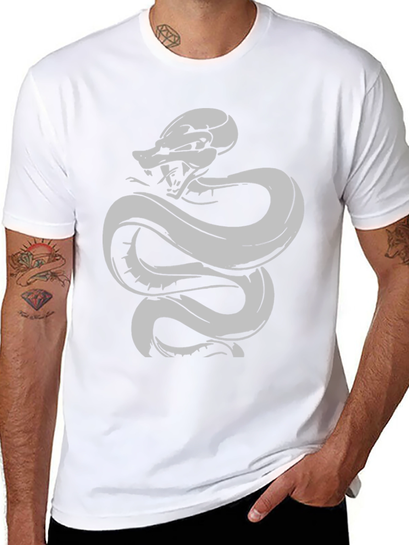 Black T-Shirt with Snake Design