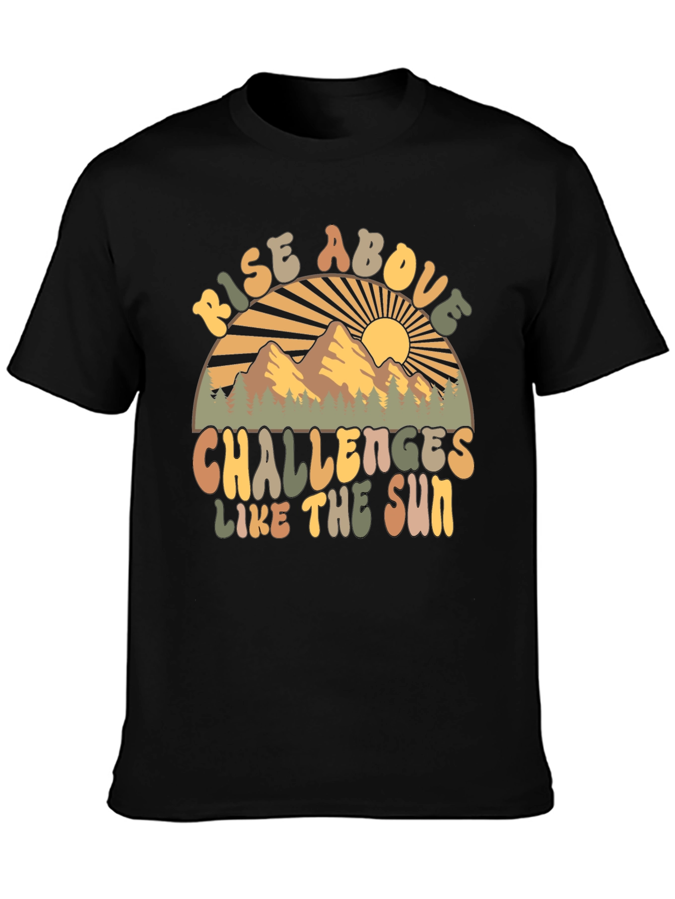 Rise Above Challenges Retro Graphic T-Shirt