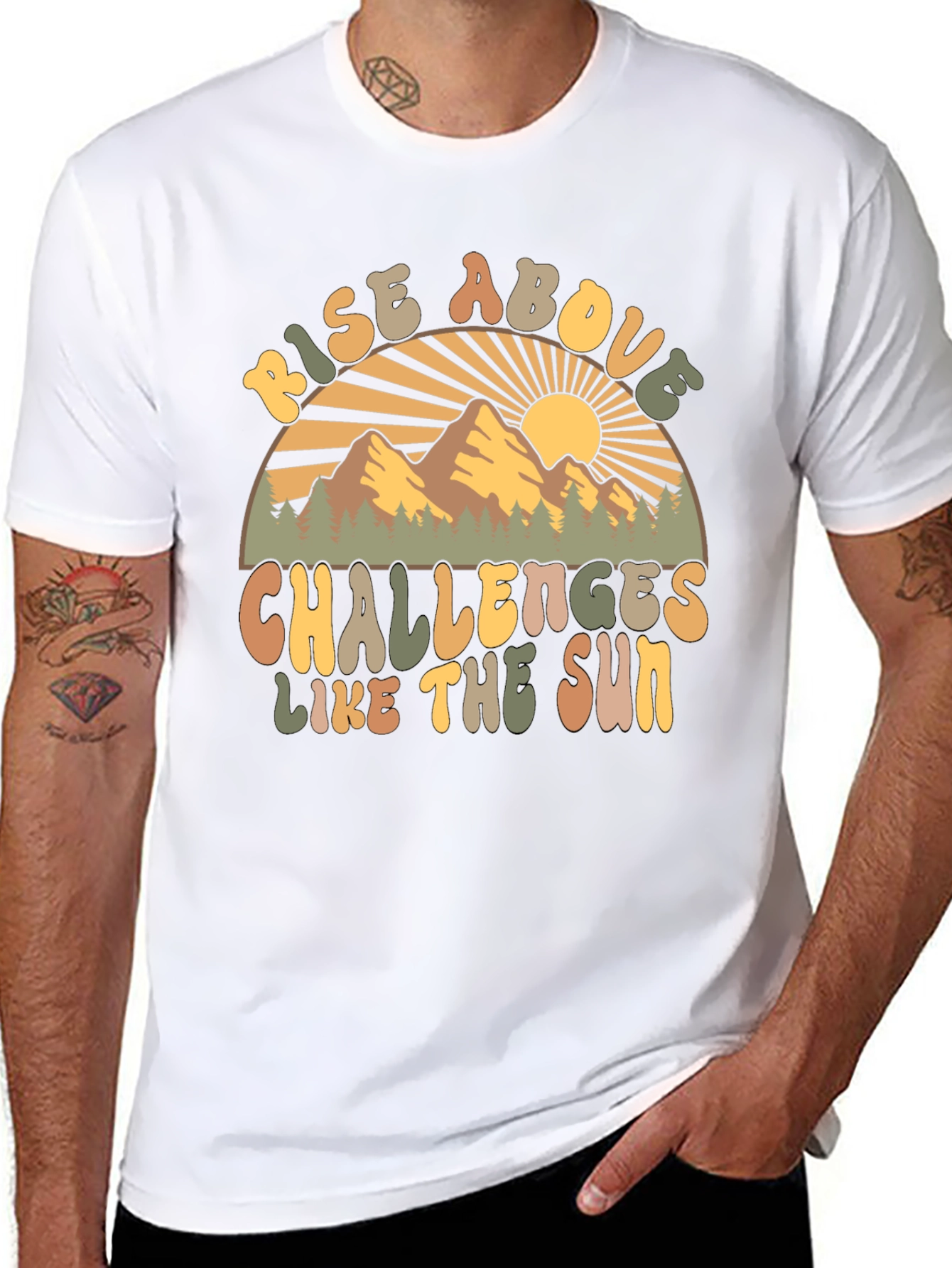 Rise Above Challenges Retro Graphic T-Shirt