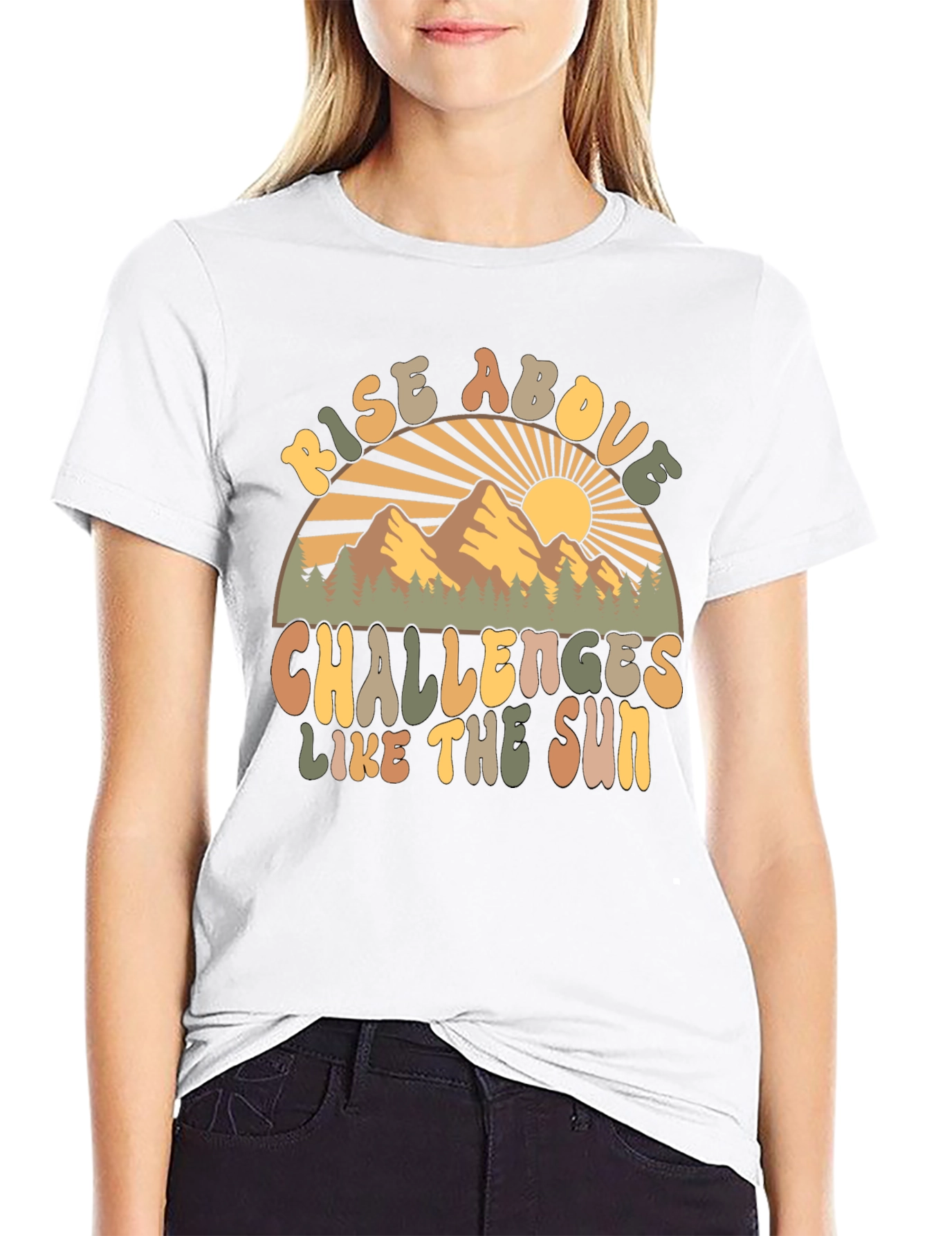 Rise Above Challenges Retro Graphic T-Shirt