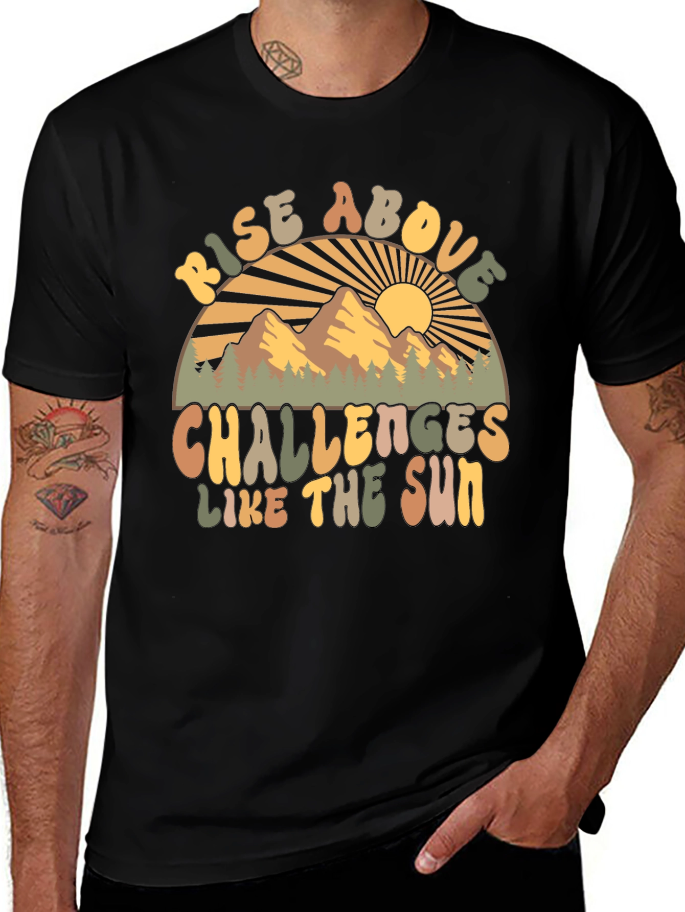 Rise Above Challenges Retro Graphic T-Shirt
