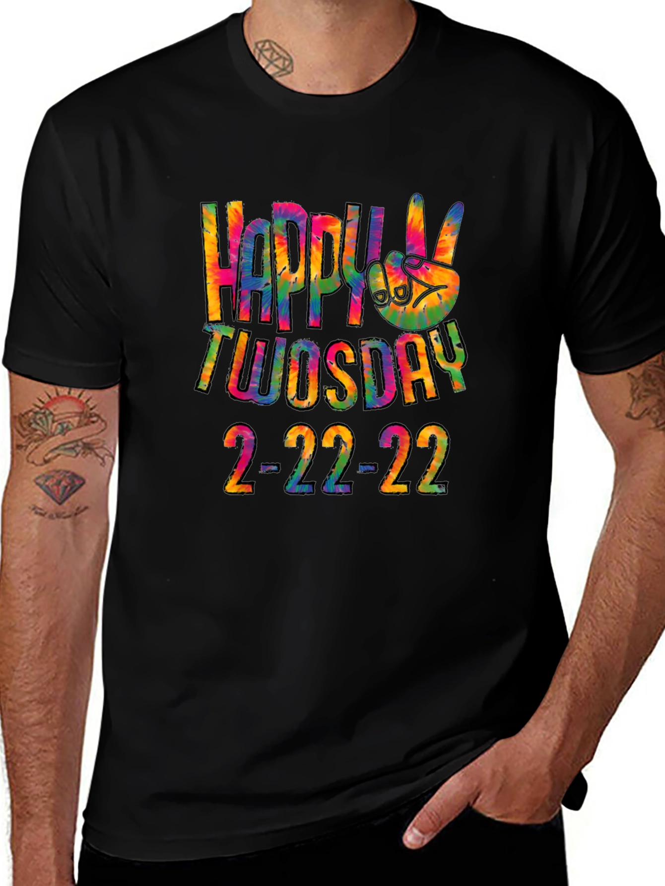 Happy Twosday 2-22-22 Tie-Dye Graphic T-Shirt