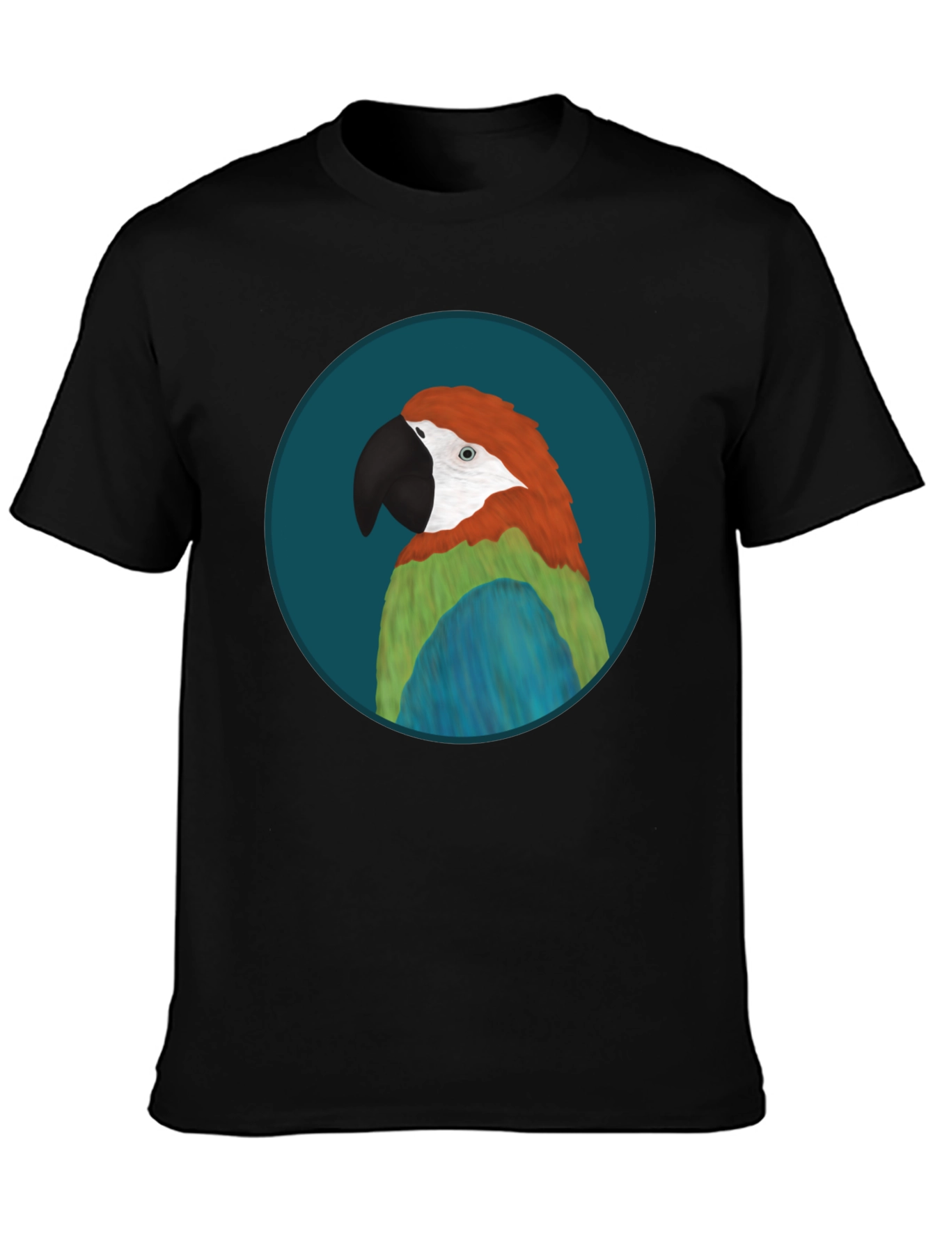 Parrot Graphic Black T-Shirt - Tropical Bird Tee