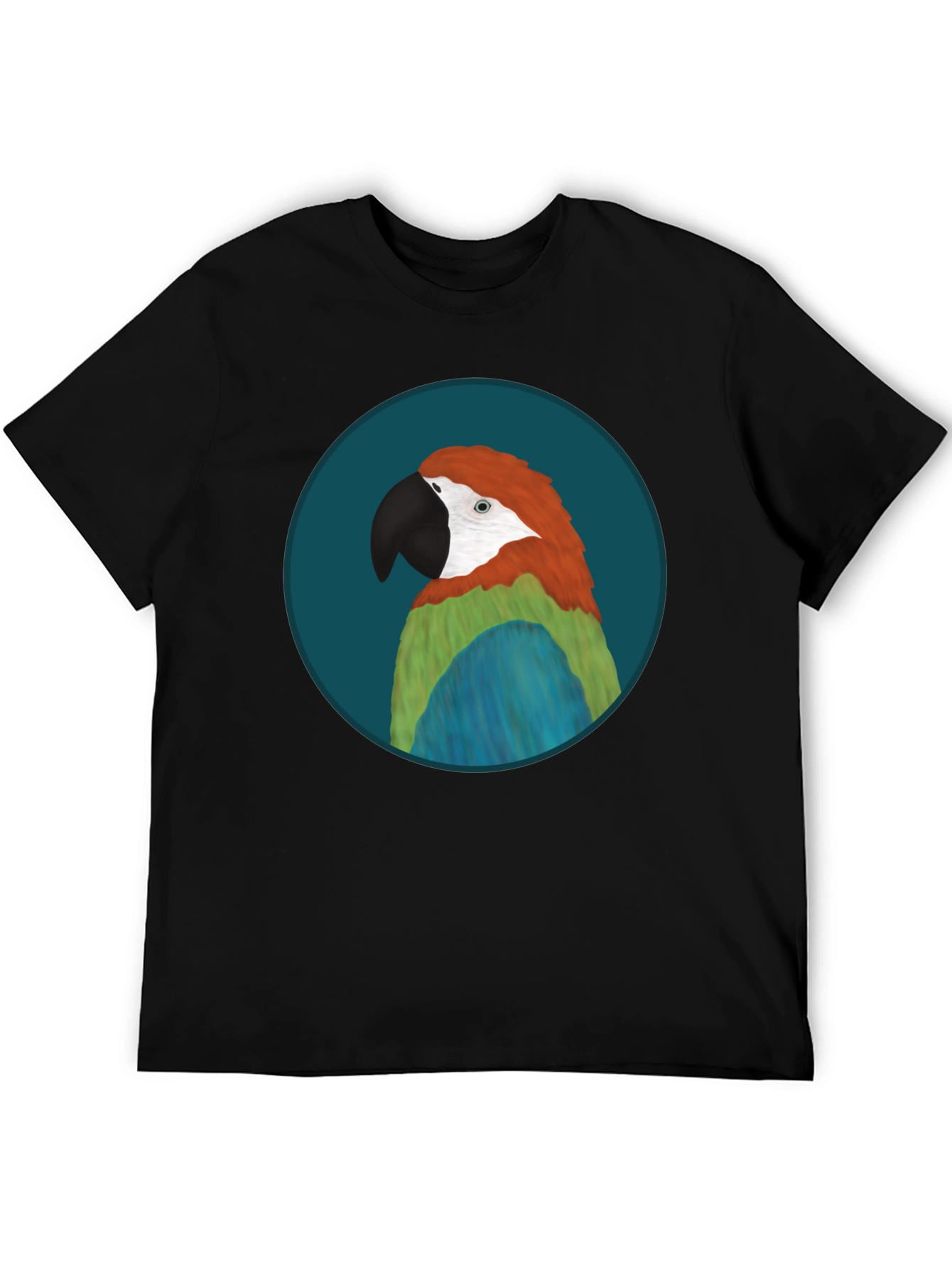 Parrot Graphic Black T-Shirt - Tropical Bird Tee