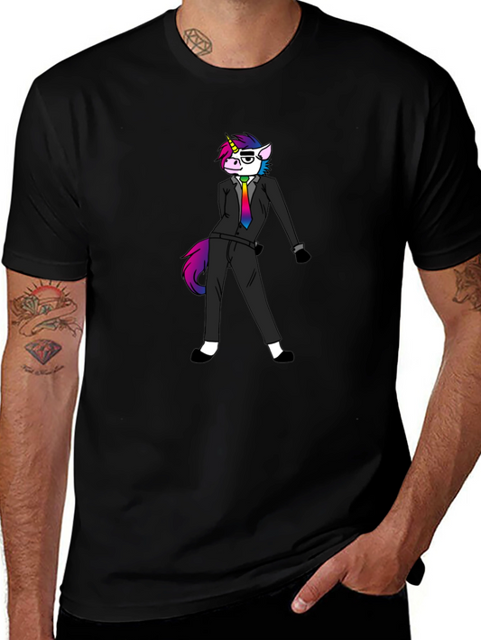 Unicorn Suit Graphic Tee - Trendy Cartoon Style