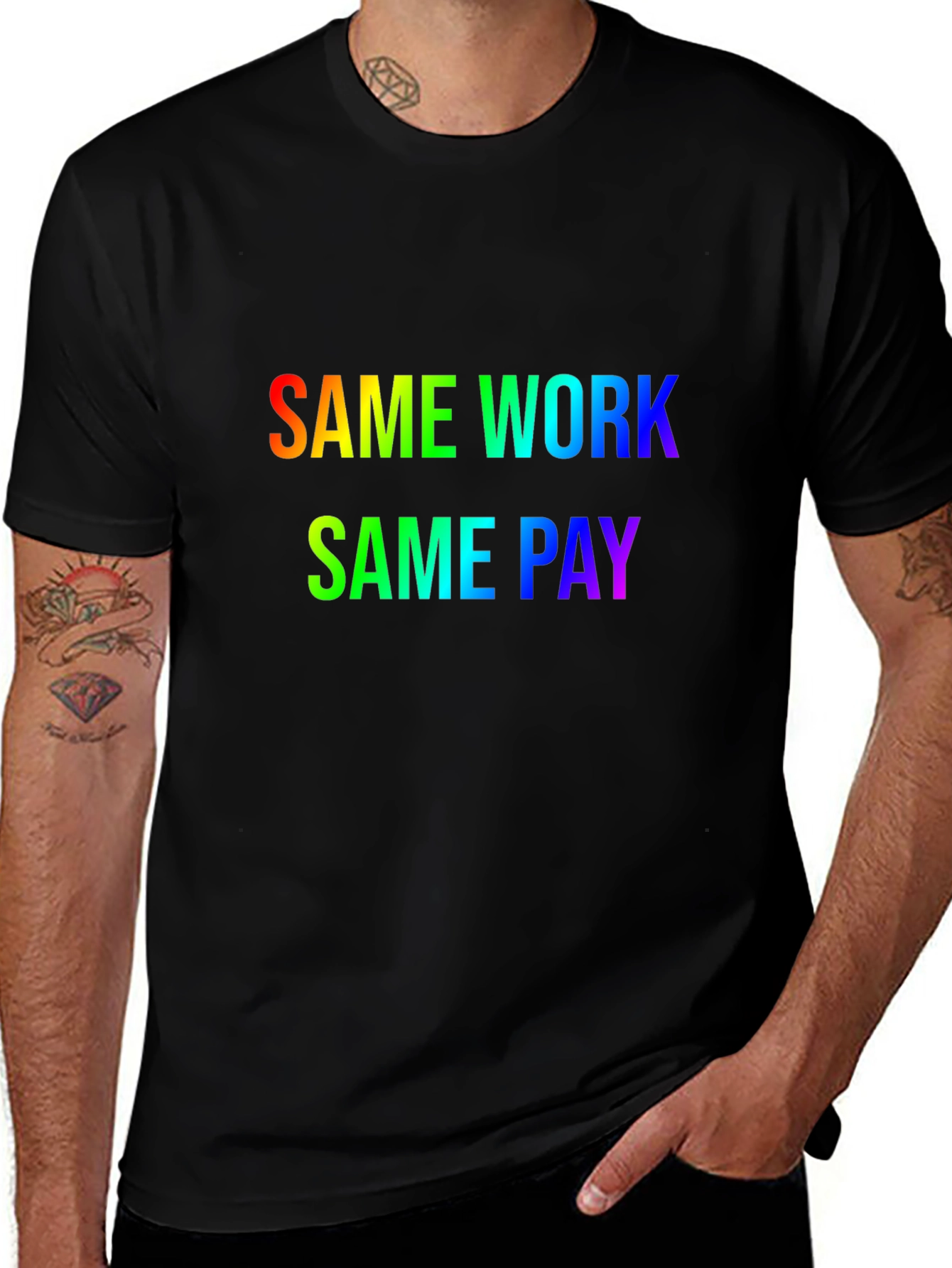 Same Work Same Pay Rainbow Graphic Tee