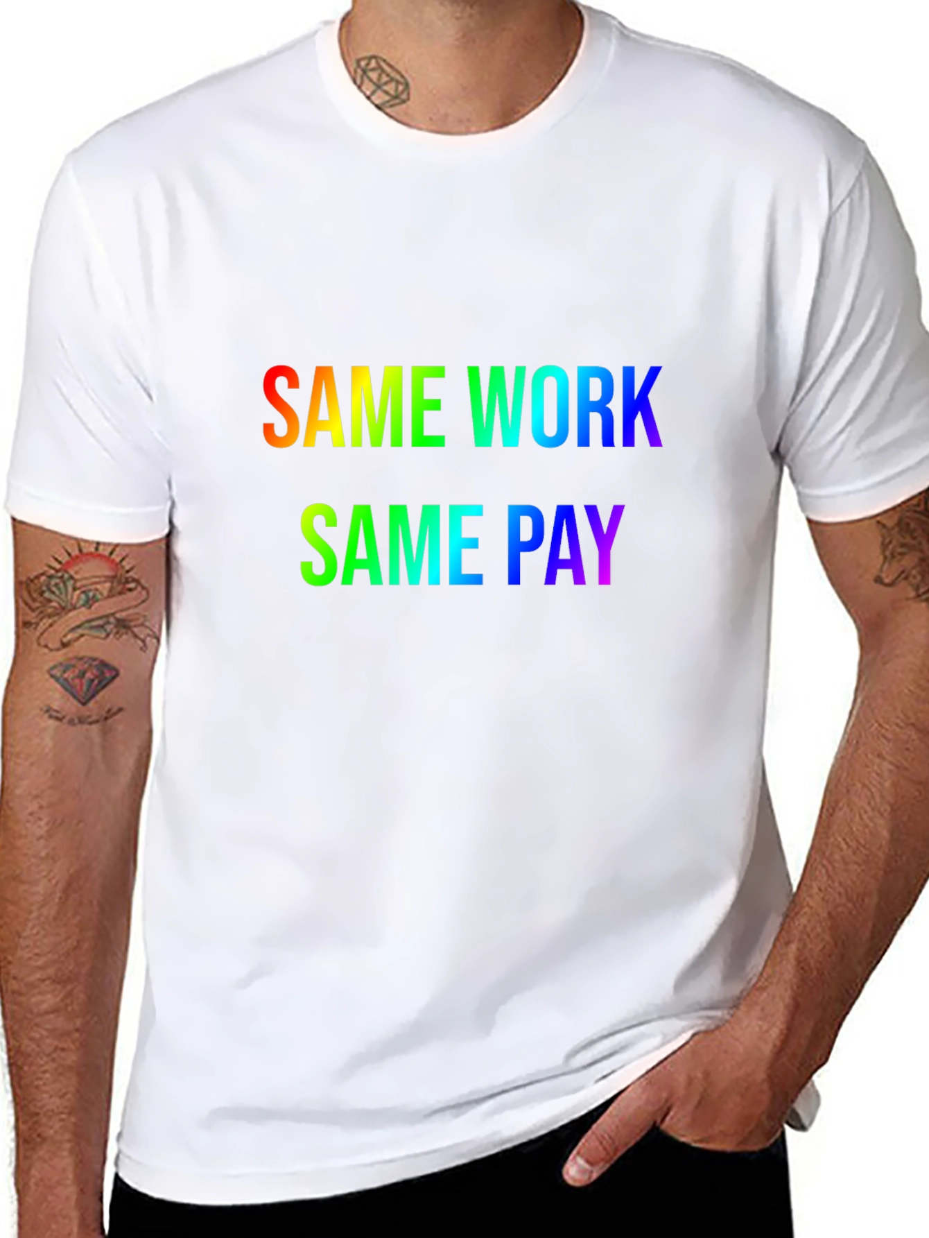 Same Work Same Pay Rainbow Graphic Tee