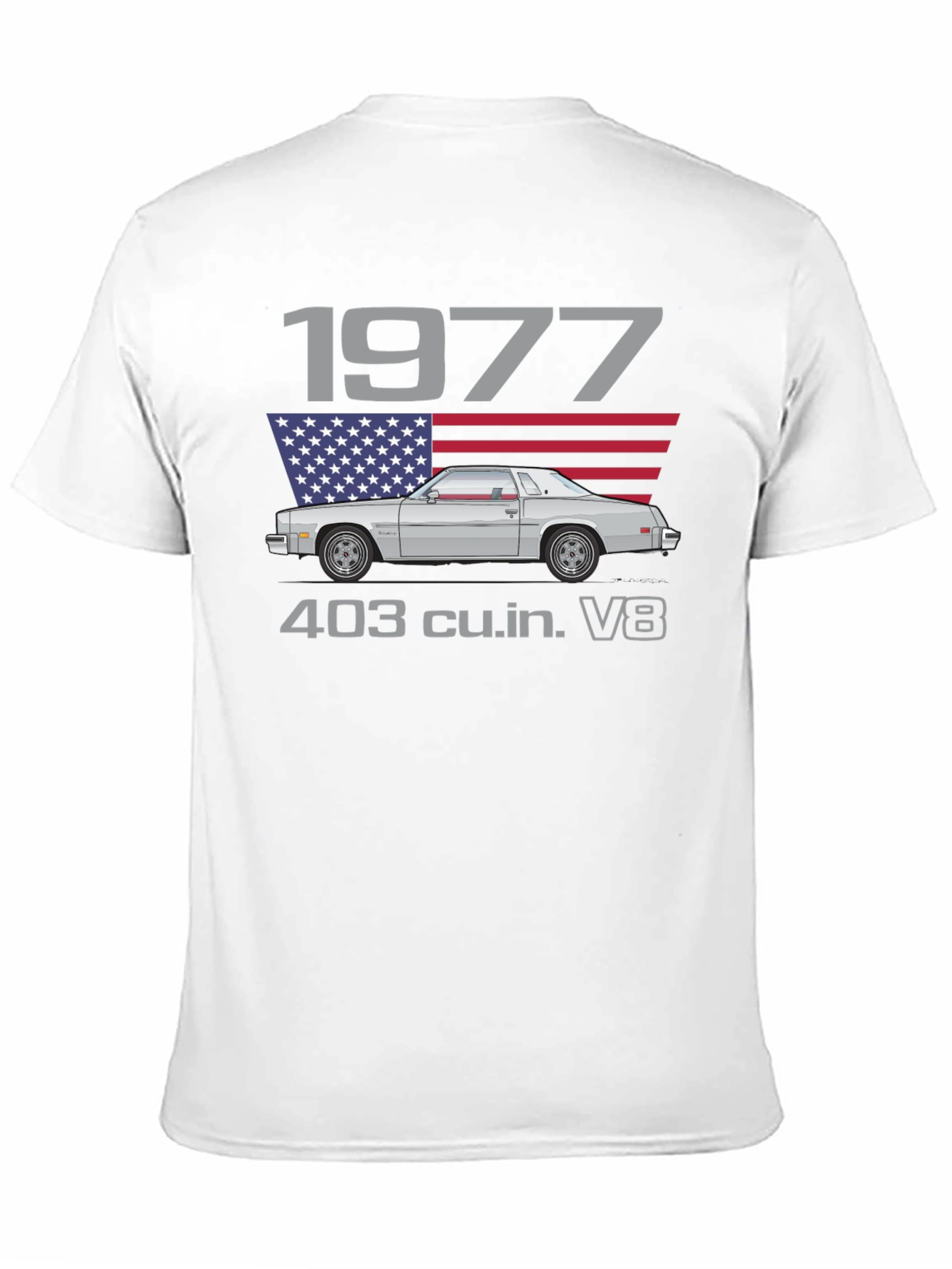 1977 Car Graphic T-Shirt - Classic American V8