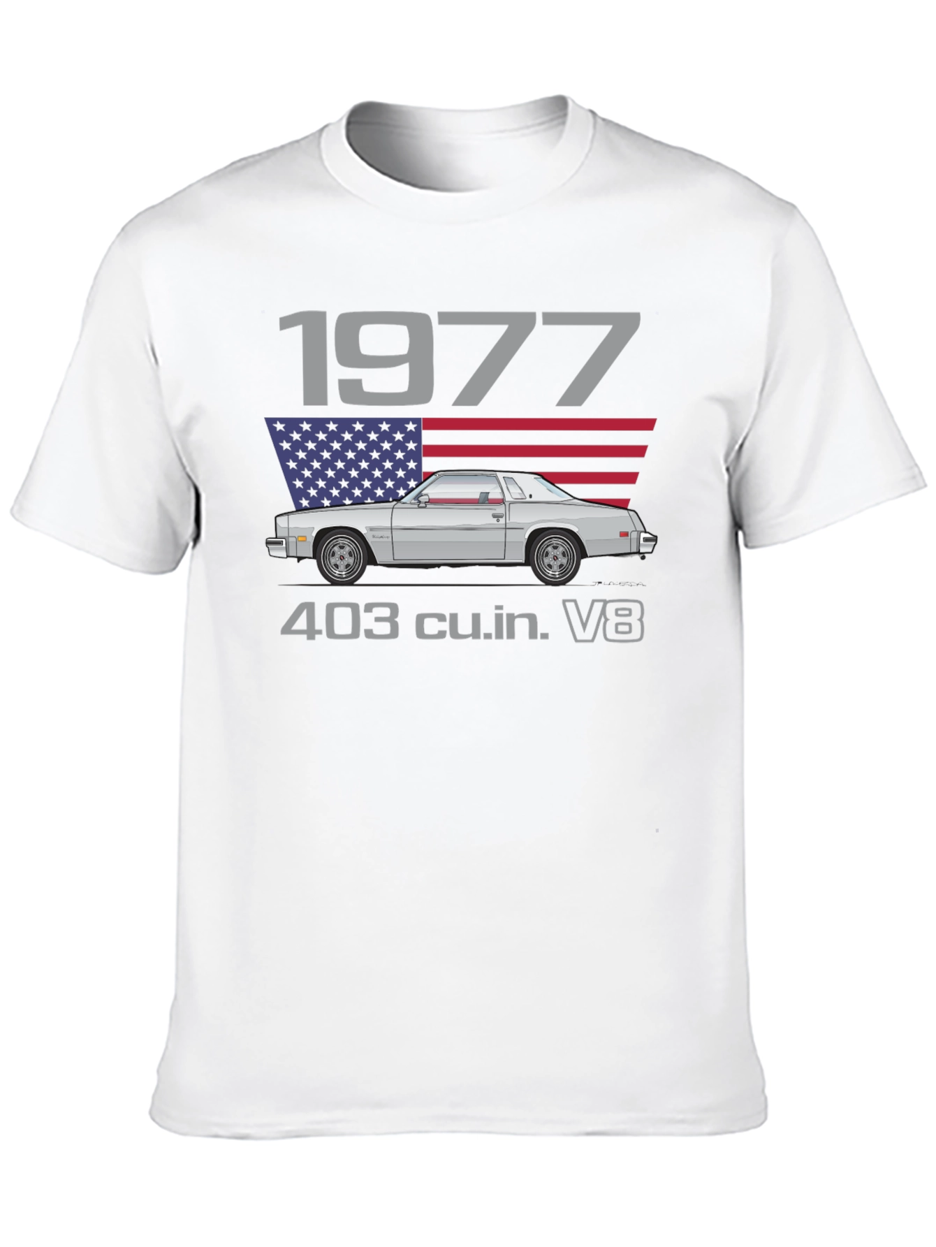 1977 Car Graphic T-Shirt - Classic American V8