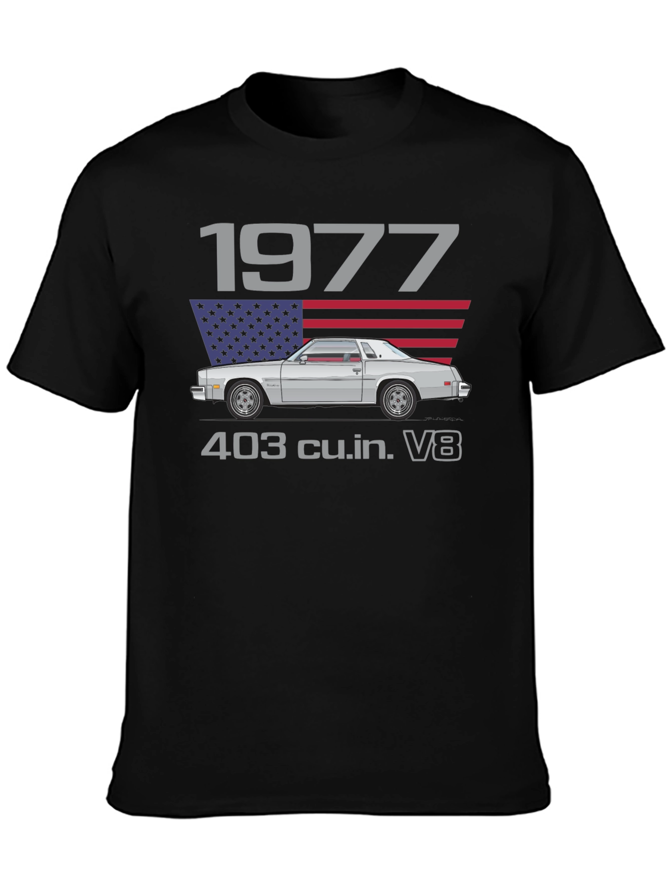 1977 Car Graphic T-Shirt - Classic American V8