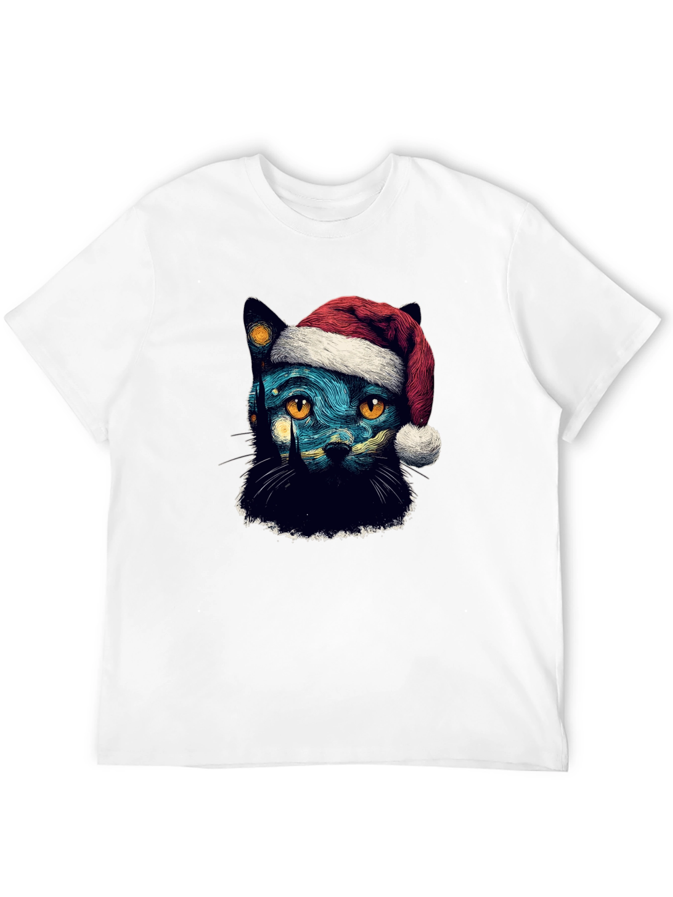 Starry Night Cat Christmas T-Shirt