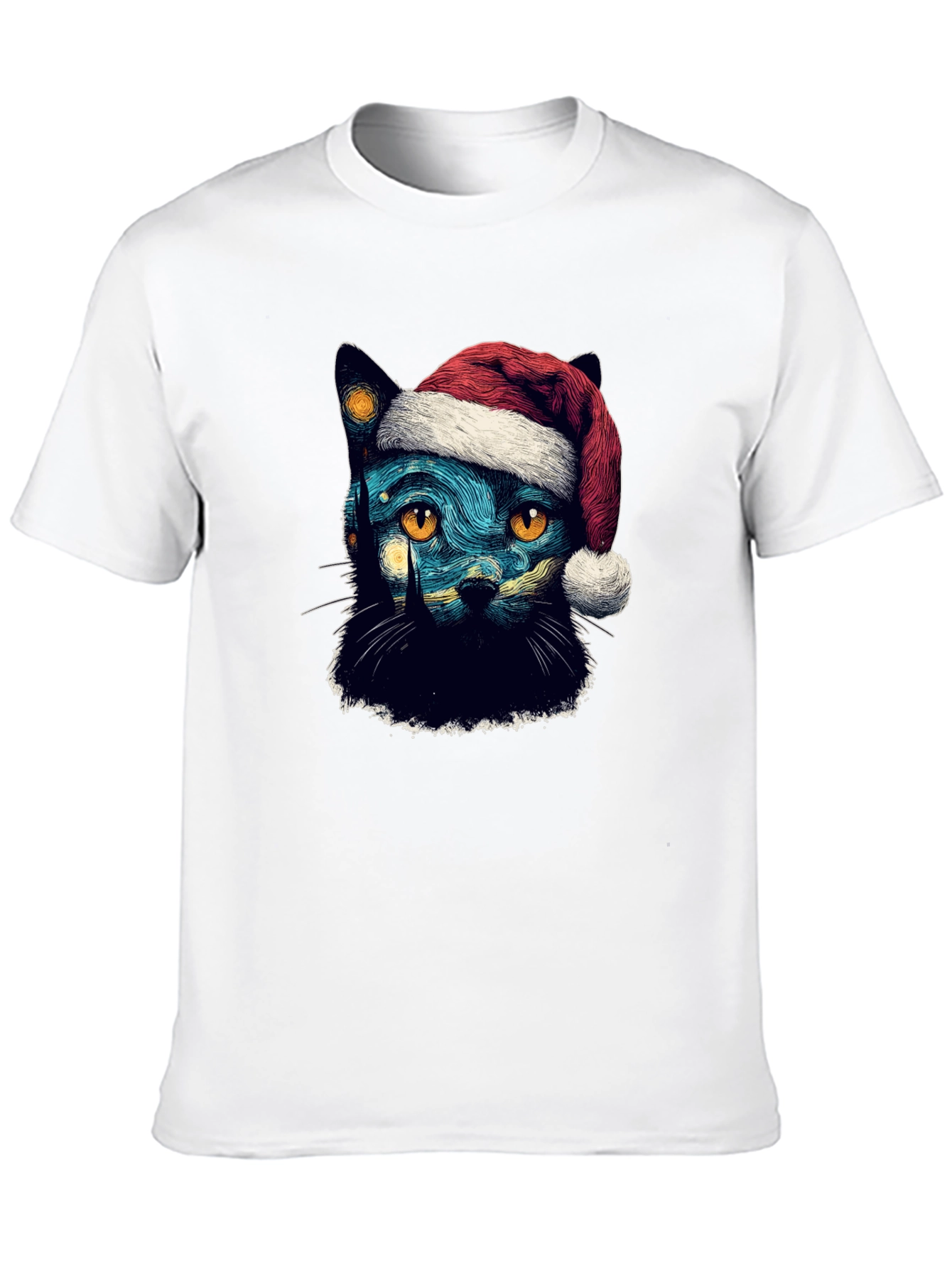 Starry Night Cat Christmas T-Shirt