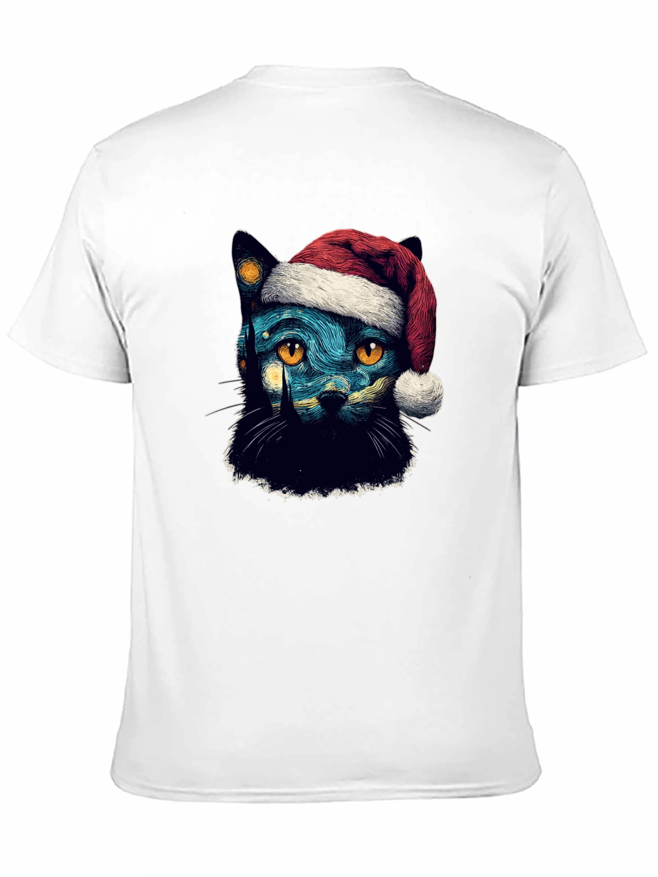Starry Night Cat Christmas T-Shirt