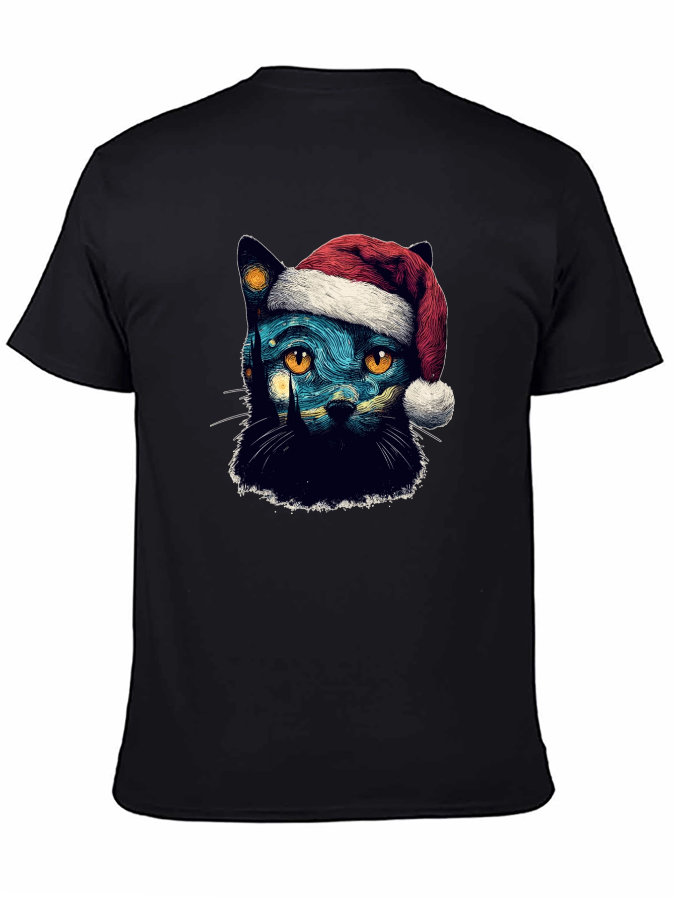 Starry Night Cat Christmas T-Shirt