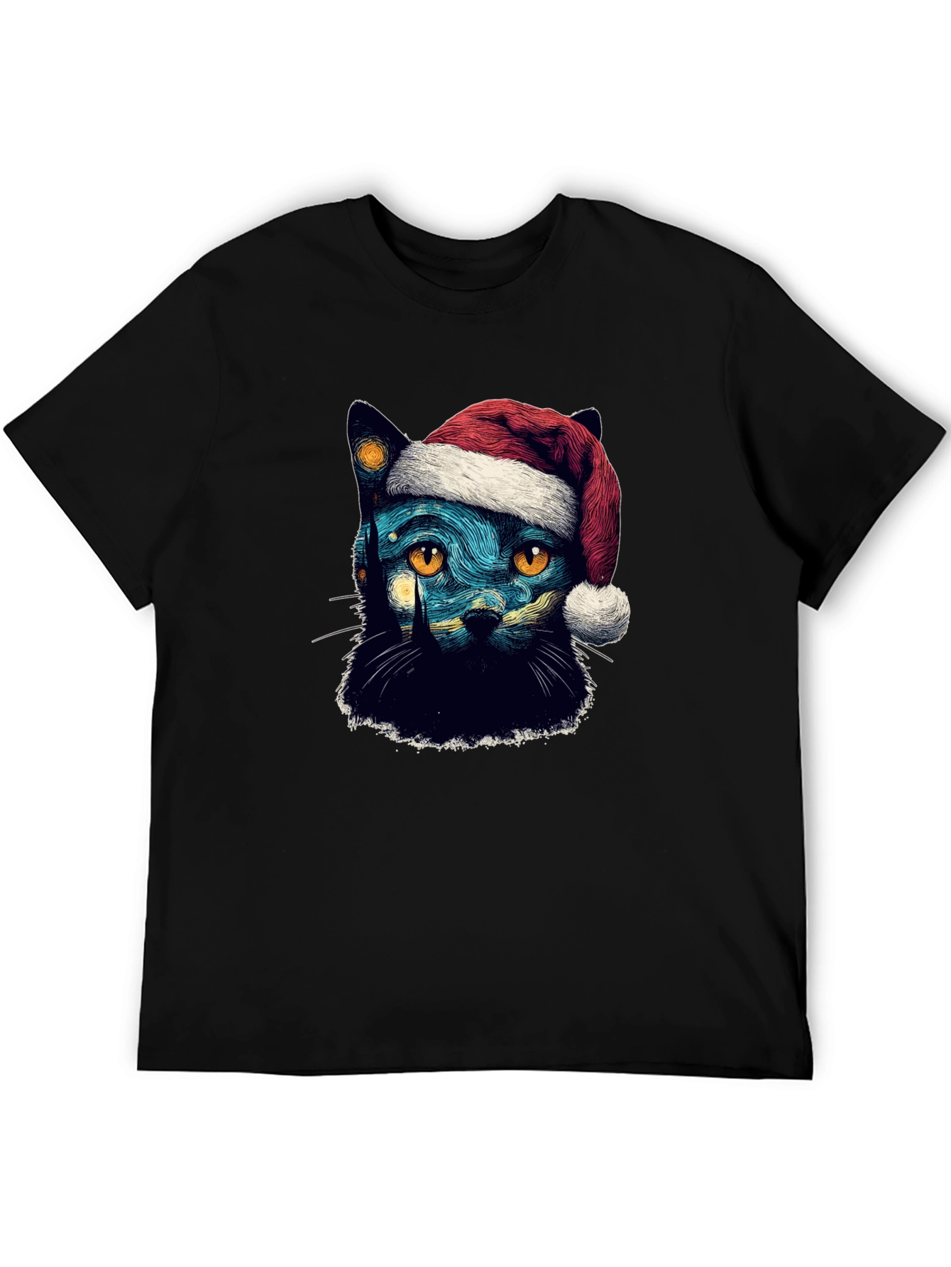 Starry Night Cat Christmas T-Shirt