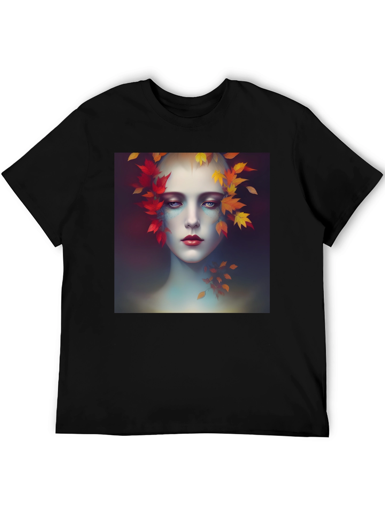 Autumnal Womans Portrait Tee - Black
