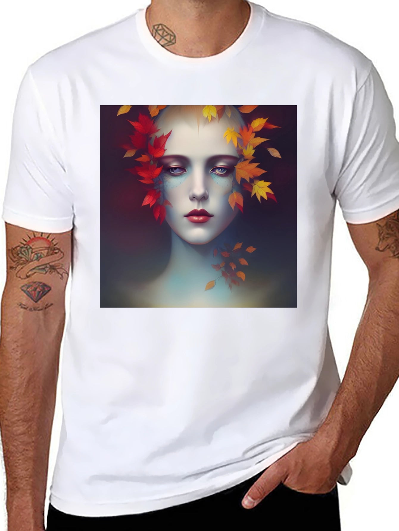 Autumnal Womans Portrait Tee - Black