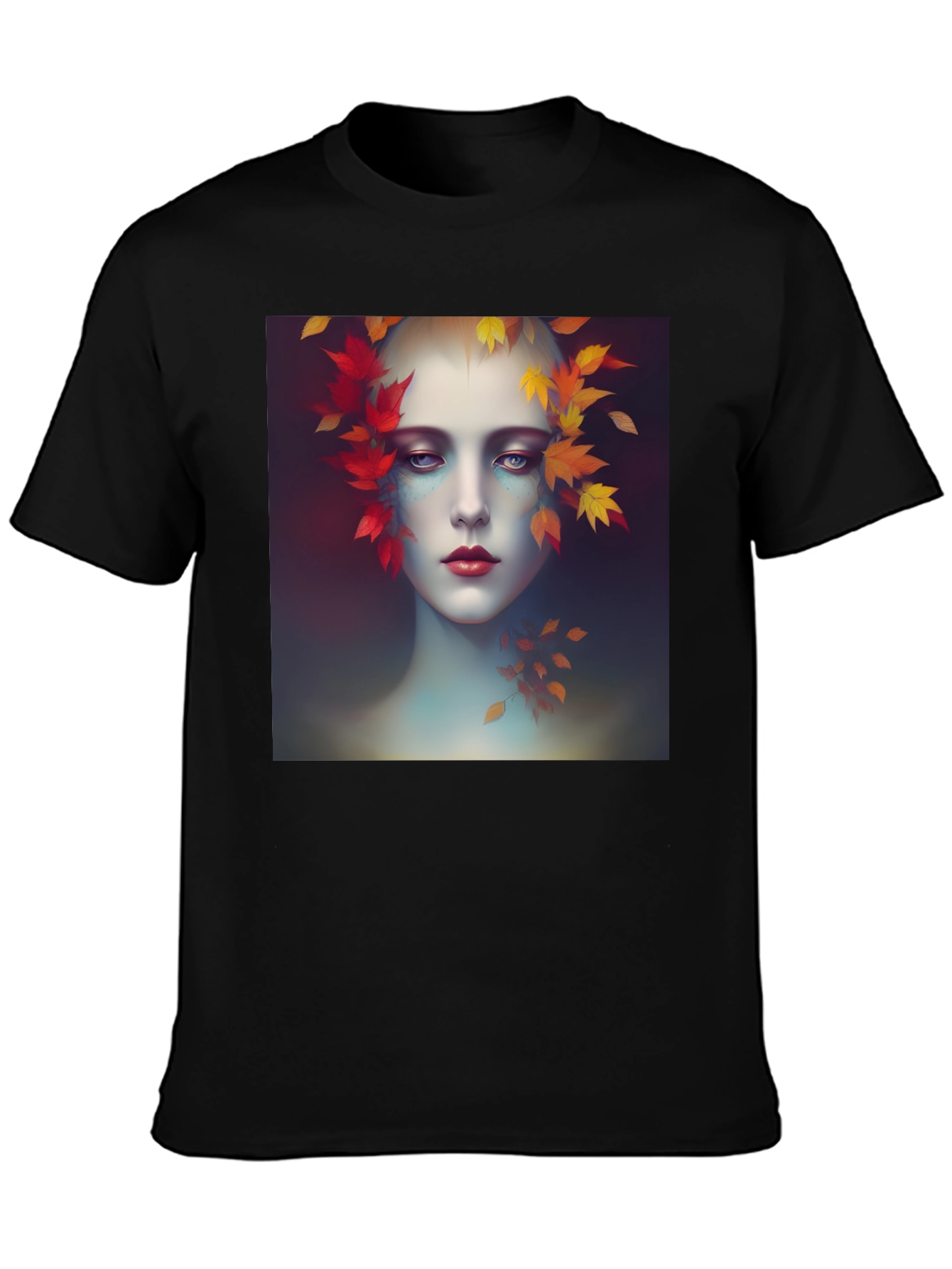 Autumnal Womans Portrait Tee - Black