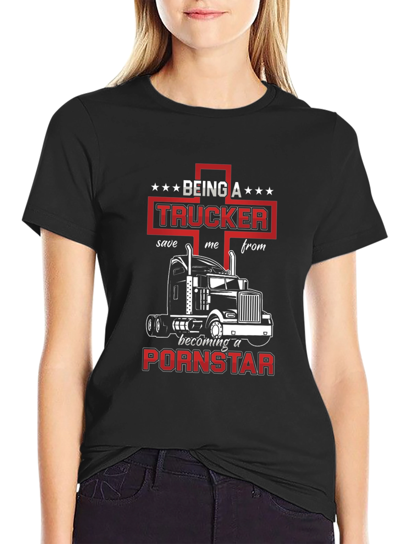 Trucker T-Shirt: Save Me From Becoming A Pornstar