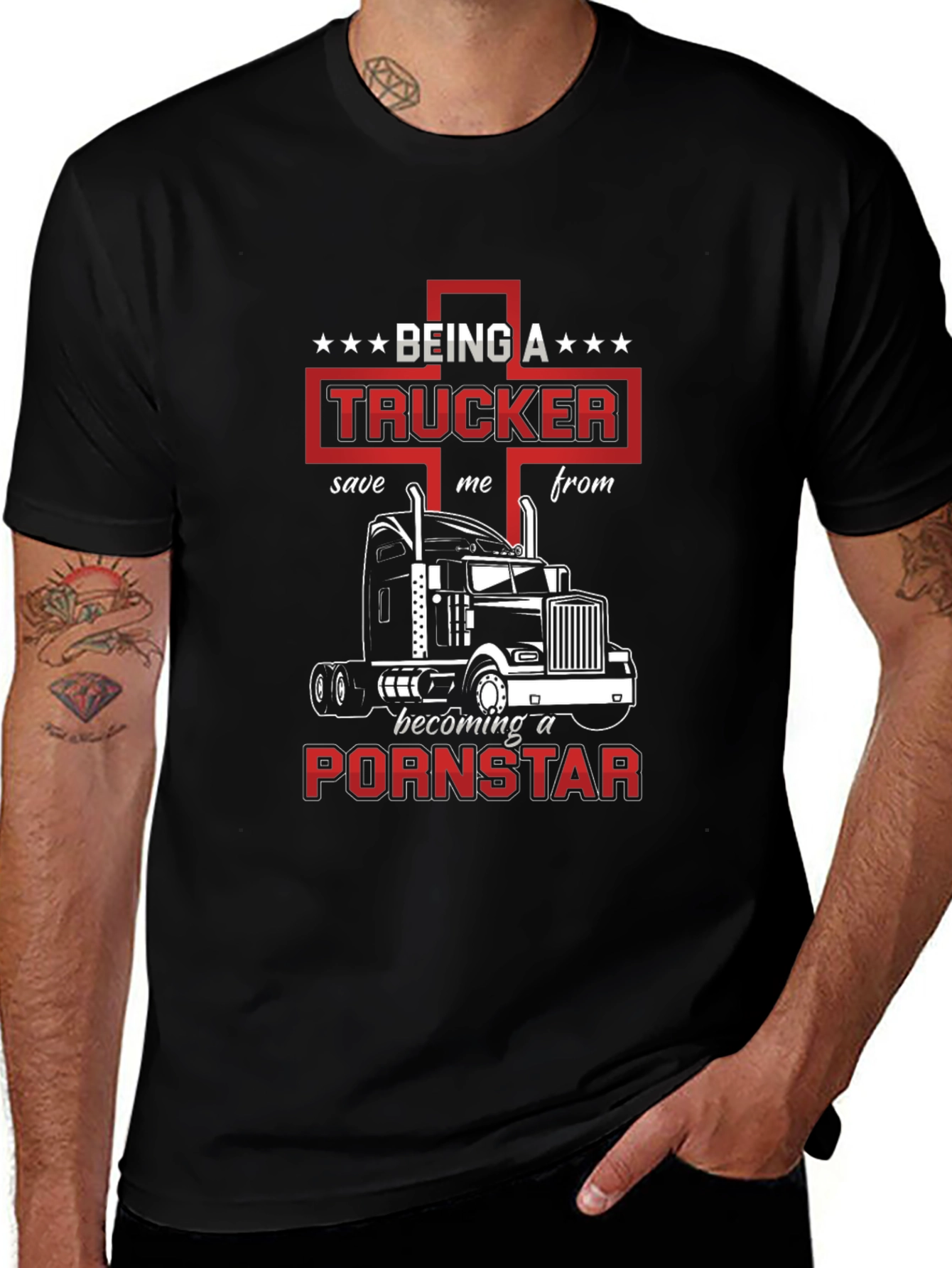Trucker T-Shirt: Save Me From Becoming A Pornstar