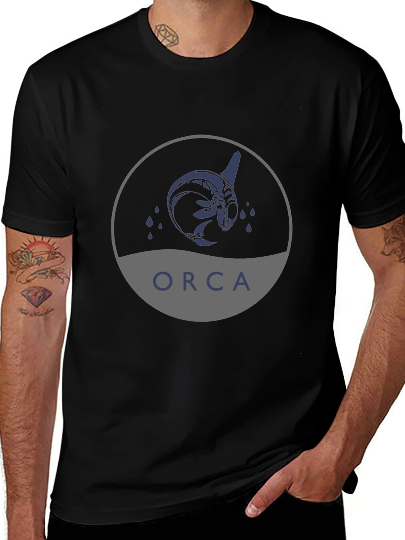 Orca Graphic Print Black T-Shirt