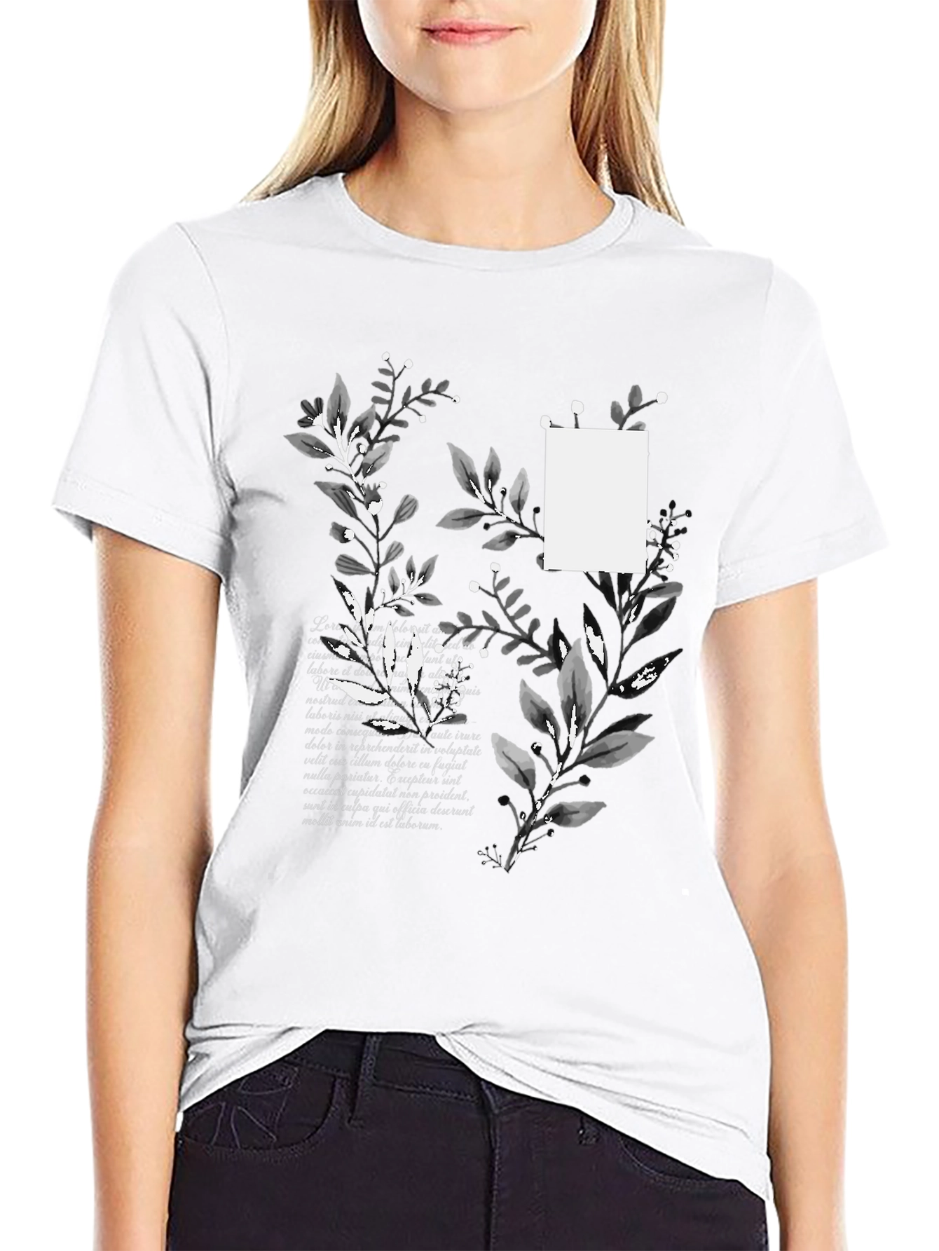 Botanical Script Mens Black T-Shirt