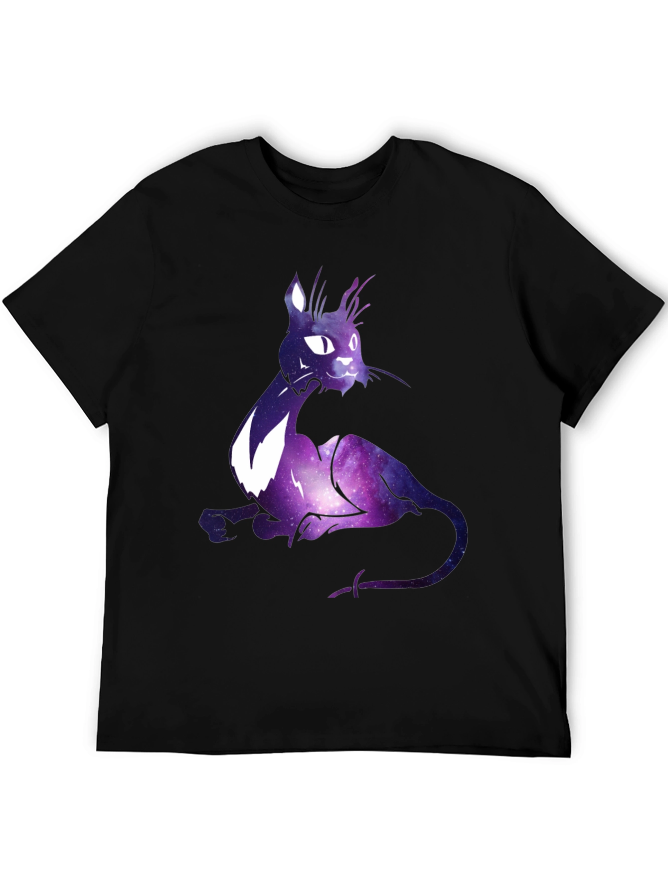 Galaxy Cat Graphic T-Shirt - Cosmic Feline Design