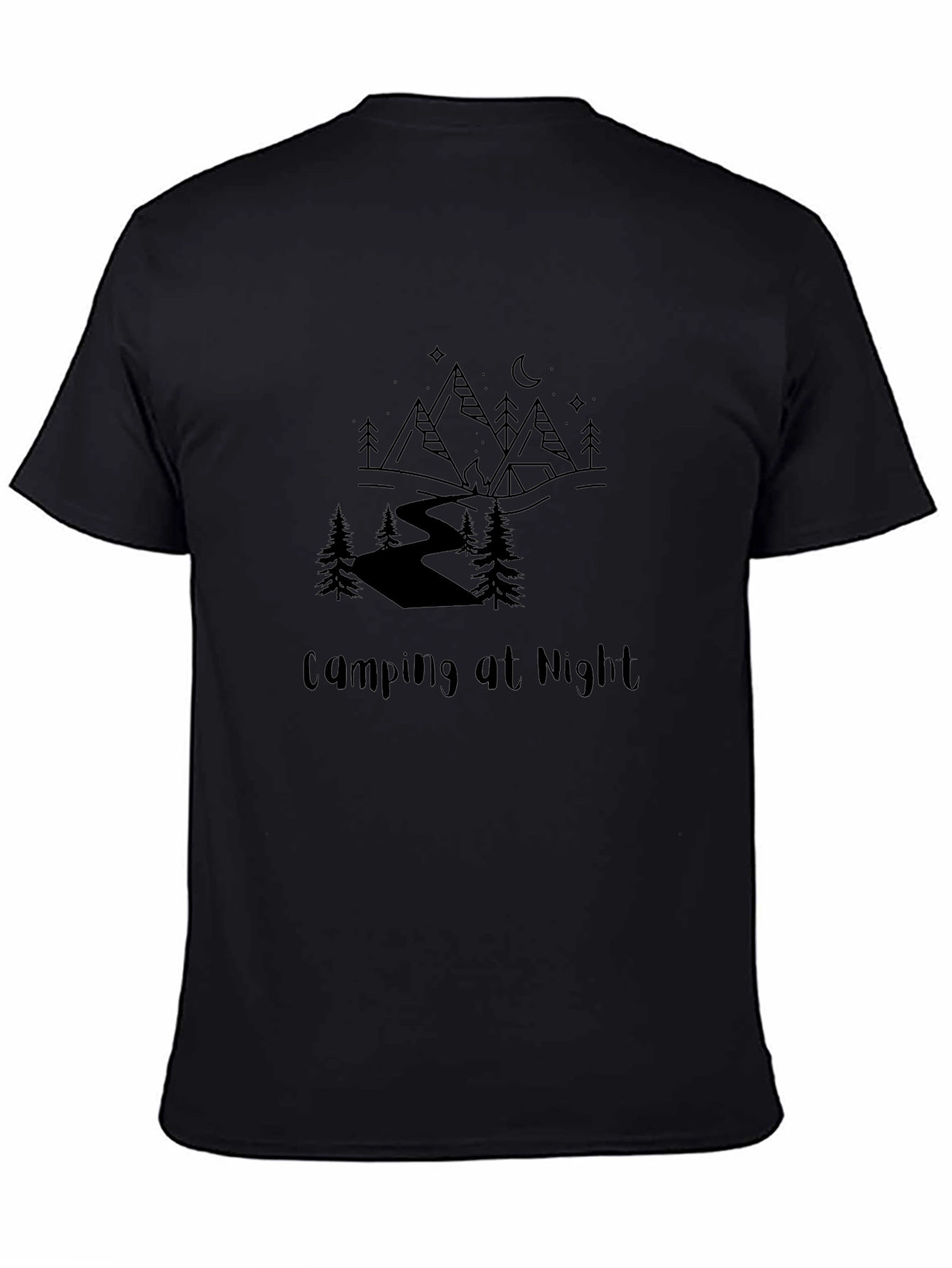 Camping at Night Graphic Tee - Black