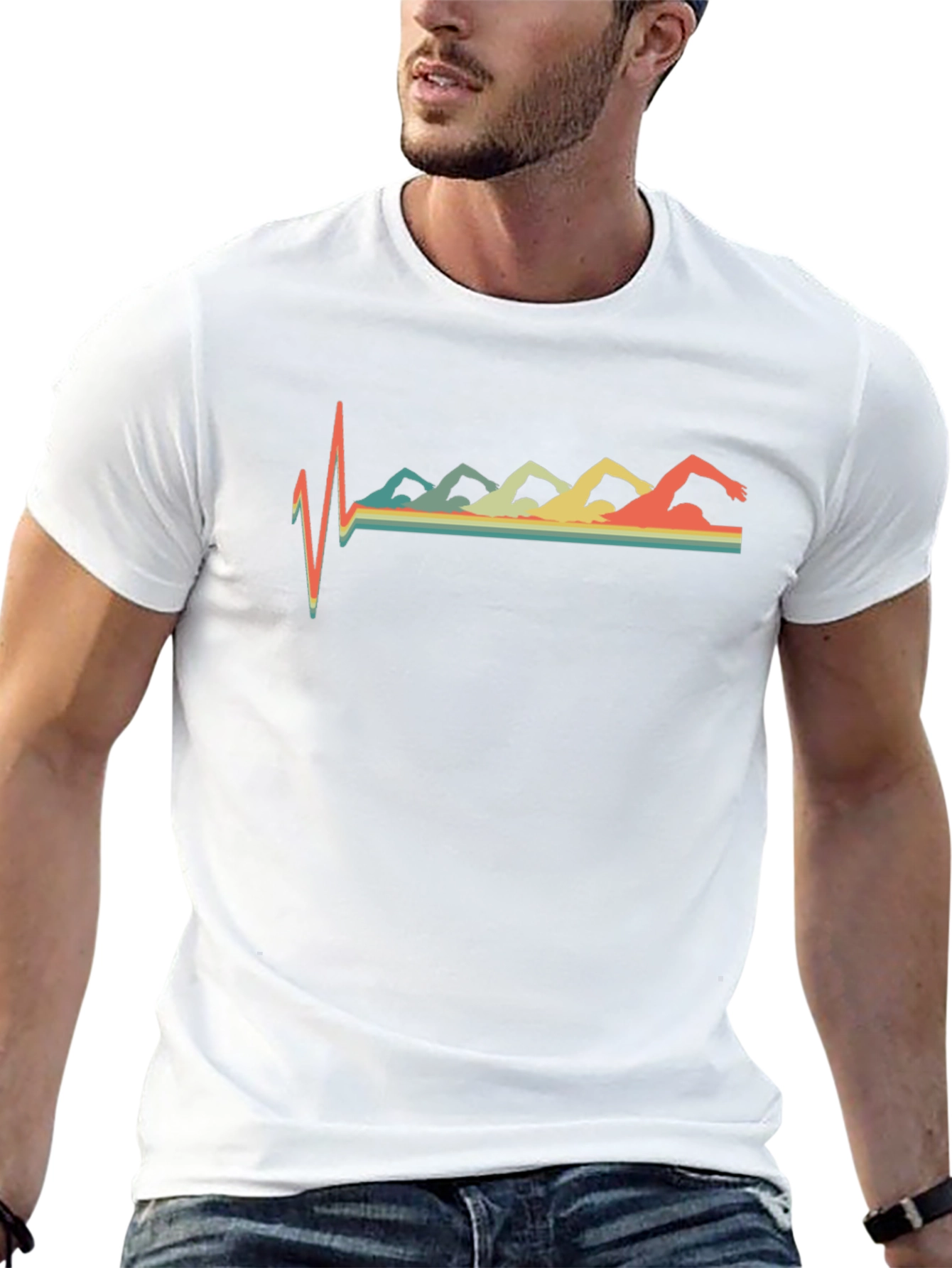 Swimmer Heartbeat T-Shirt - Retro Style