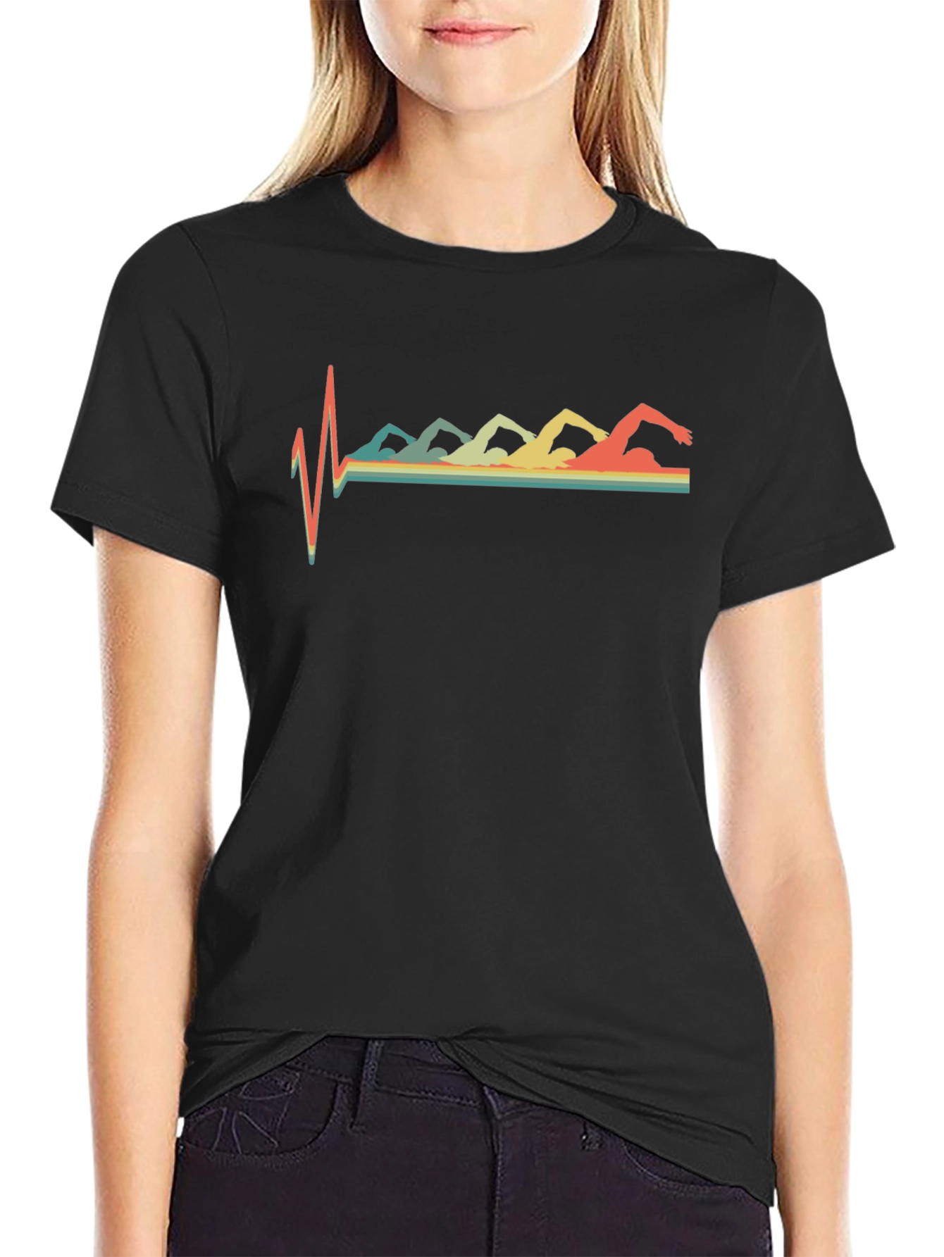 Swimmer Heartbeat T-Shirt - Retro Style
