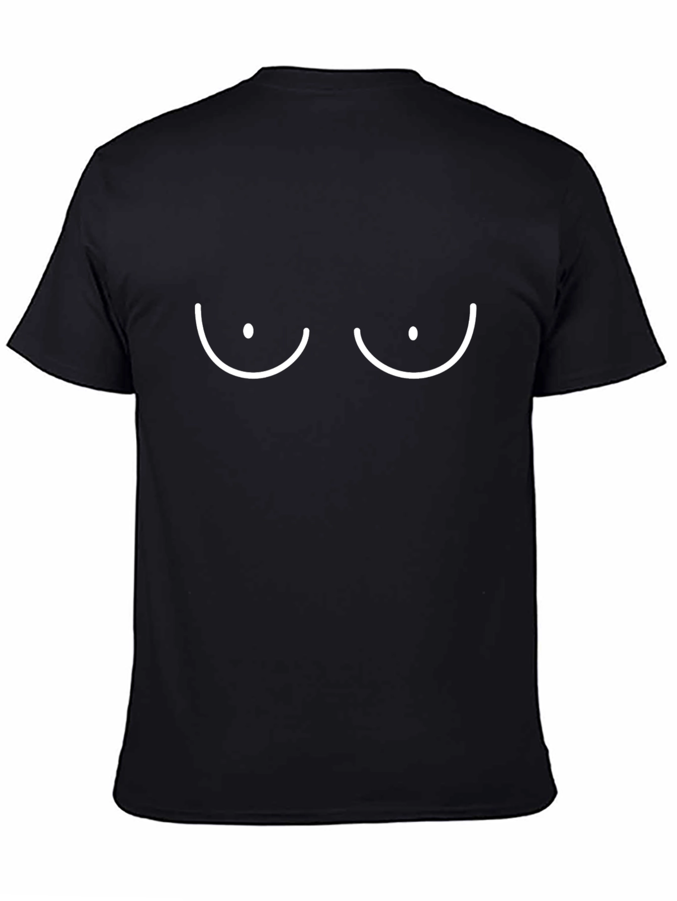 Funny Boob Outline Graphic Tee - Black Cotton T-Shirt