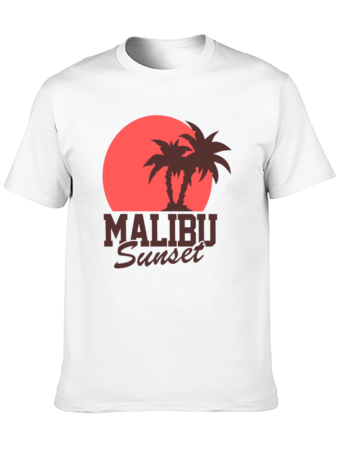 Malibu Sunset Graphic Tee - Retro Palm Tree Design