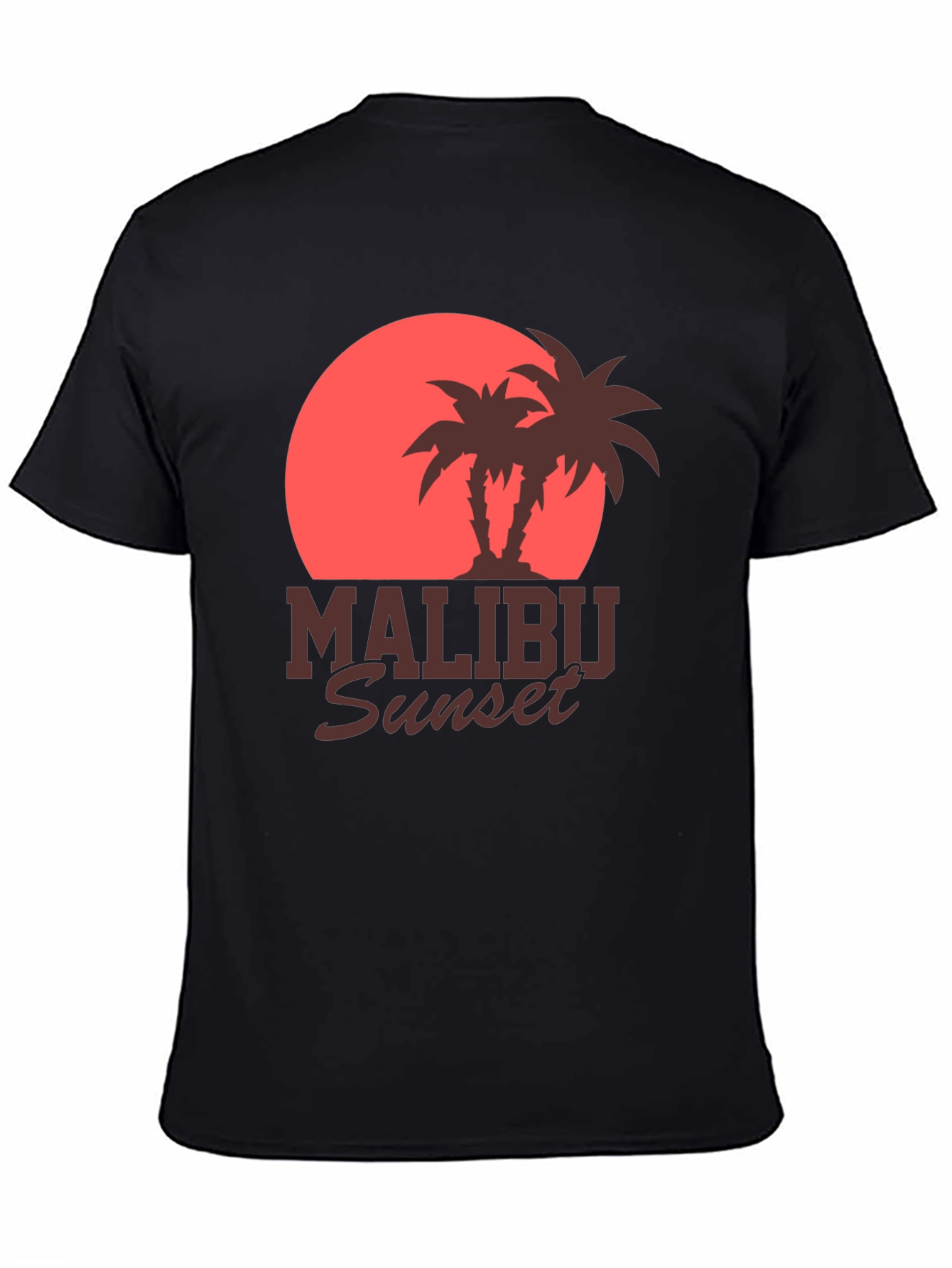 Malibu Sunset Graphic Tee - Retro Palm Tree Design