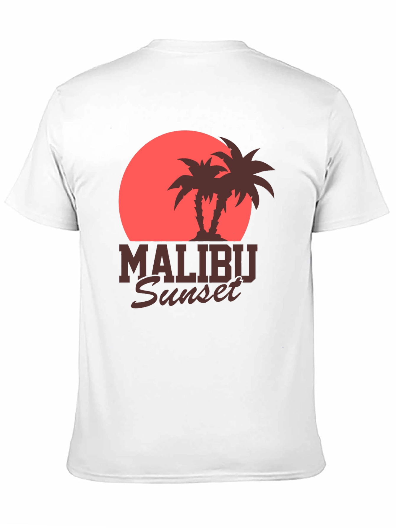 Malibu Sunset Graphic Tee - Retro Palm Tree Design
