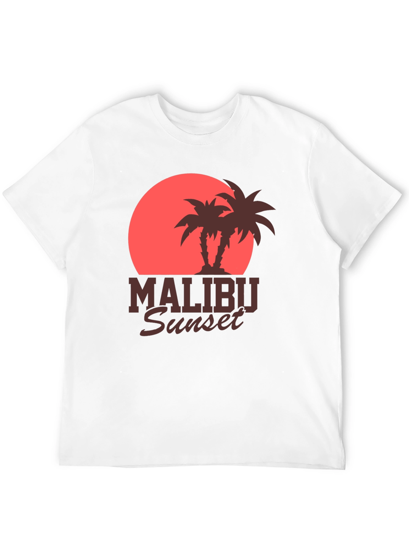 Malibu Sunset Graphic Tee - Retro Palm Tree Design