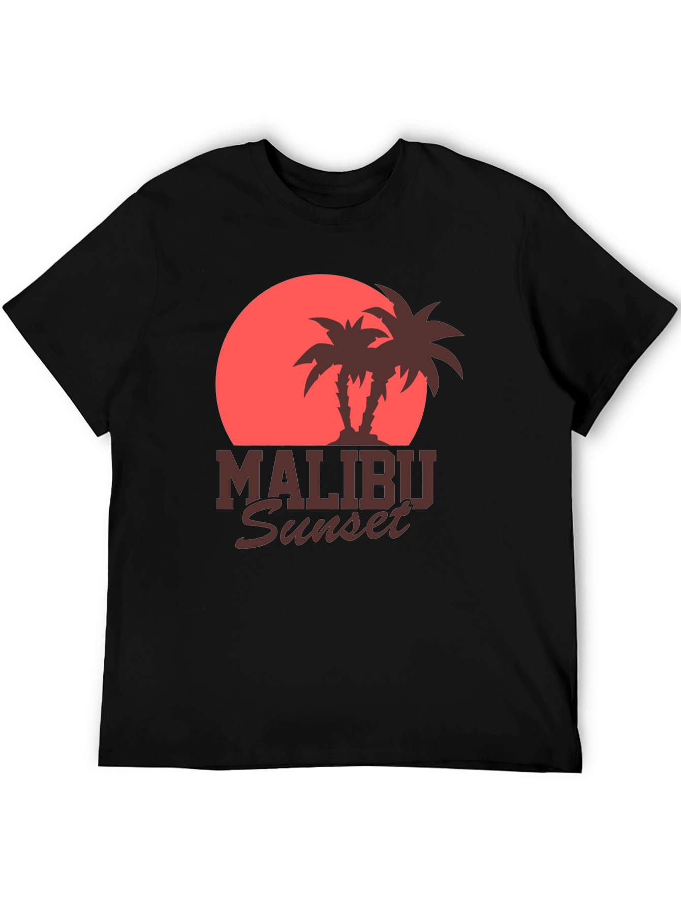 Malibu Sunset Graphic Tee - Retro Palm Tree Design