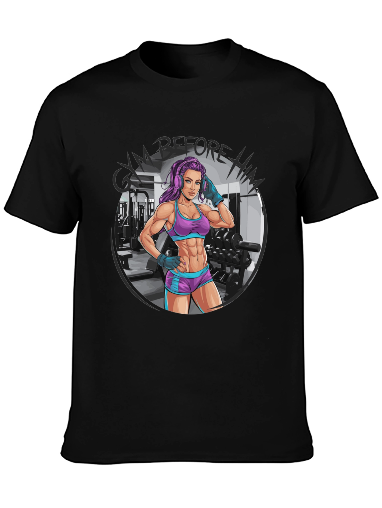 Gym Before Him Black T-Shirt - Fitness Apparel