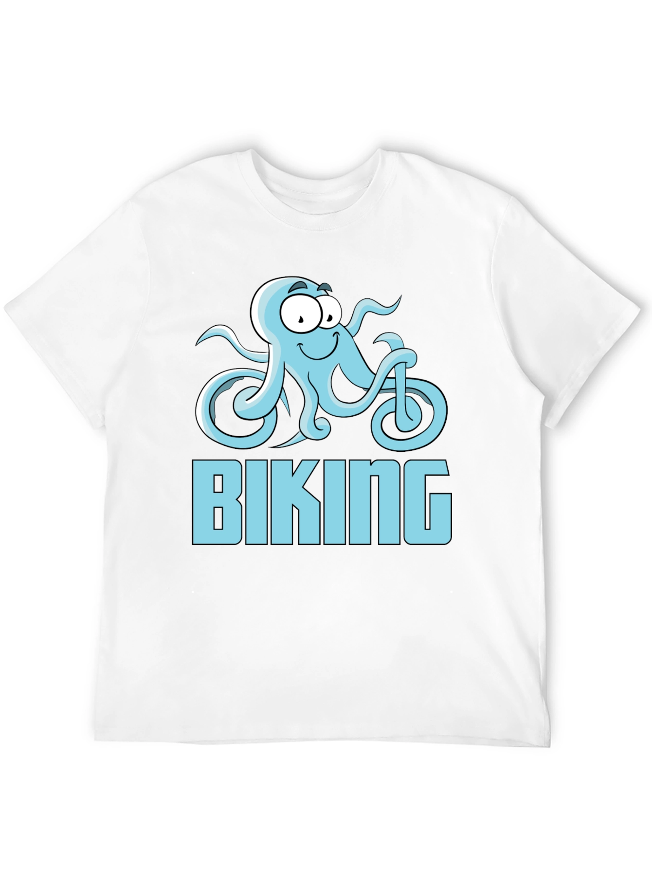 Octopus Biking Graphic Tee - Black Cotton T-Shirt